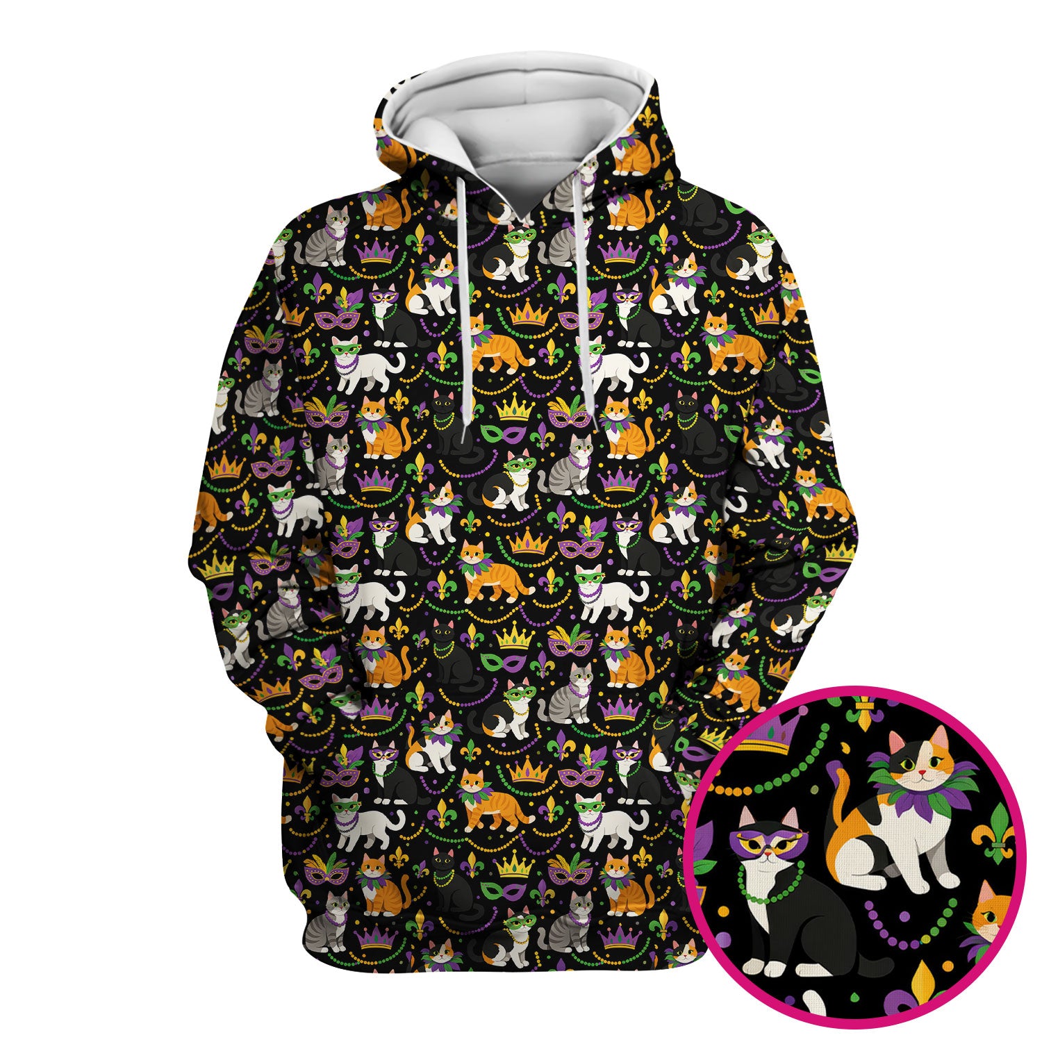 Cat Mardi Gras Nurse Scrub Top, Comfortable Uniform Scrubs For Nursing