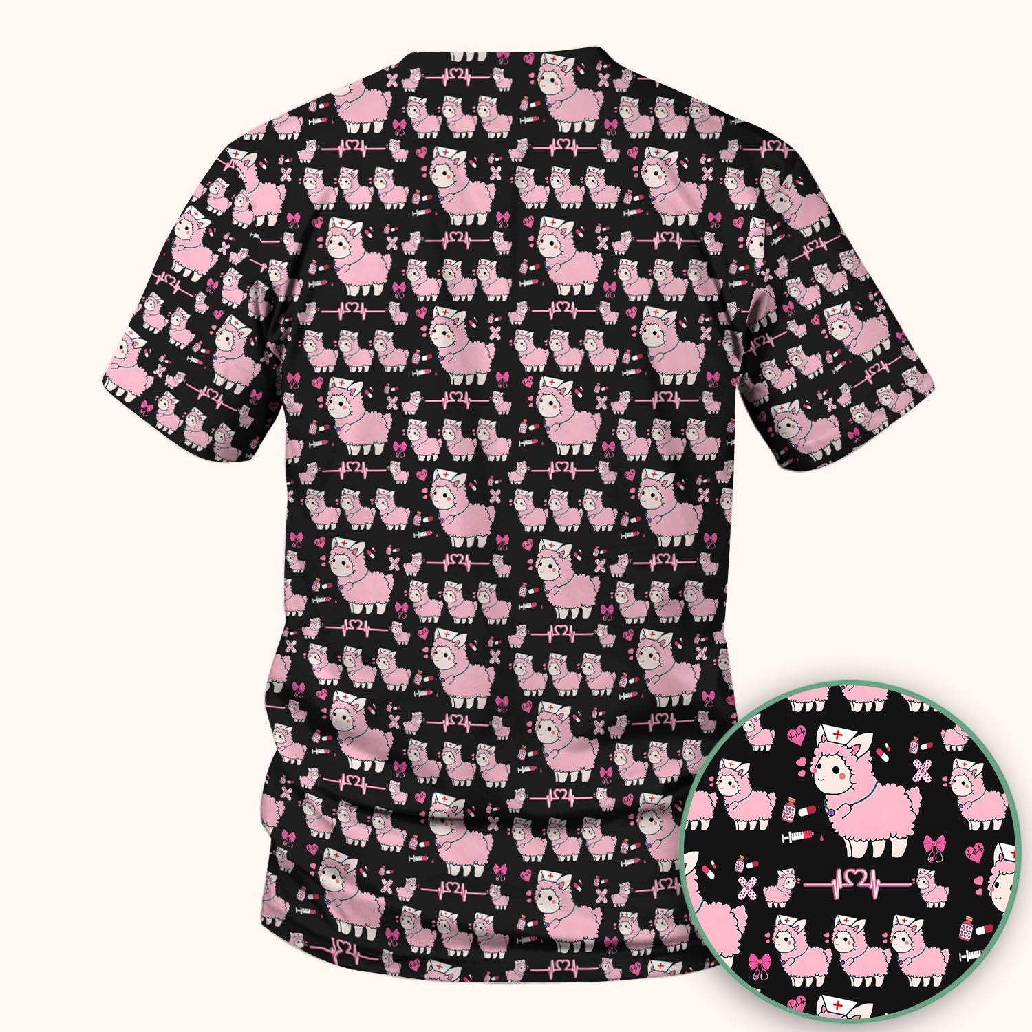 Llama Ain't Got Time For Your Drama Scrub Top, Funny Pattern Scrub Shirt, Breathable Fabrics Nursing Uniform