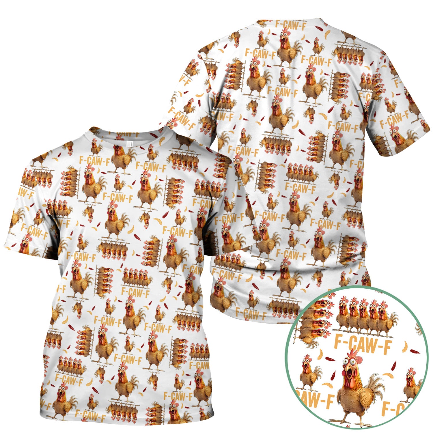 Funny Chicken Nurse Scrub Top for Women - Crazy Rooster F-CAW-F Medical Shirt - Quirky Farm Animal Nursing Uniform Gift RN LPN CNA