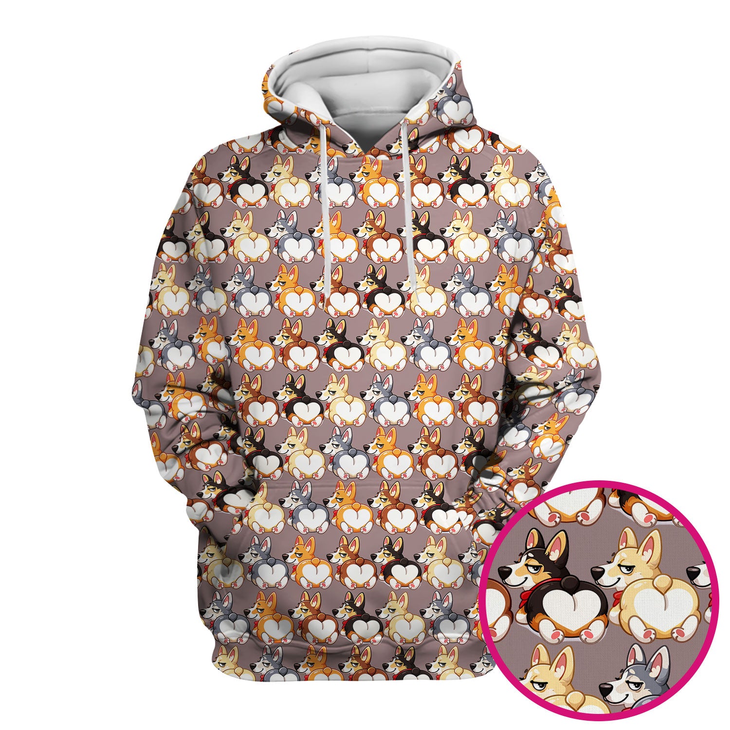 Funny Corgi Cartoon Pattern Scrub Top, Comfortable Scrubs for Nurses