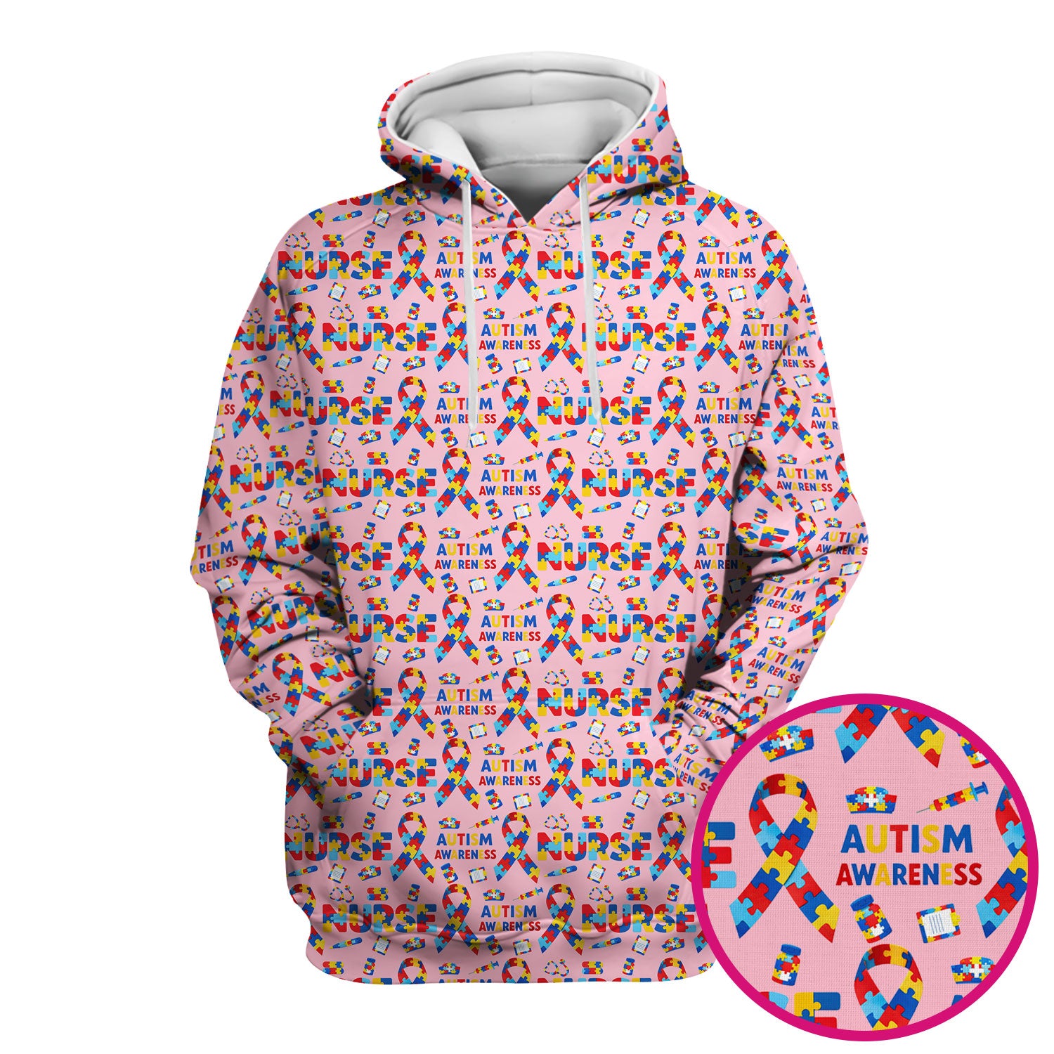 Autism Awareness Nurse Puzzle Ribbon Print Scrubs, Comfortable Scrubs for Nurses