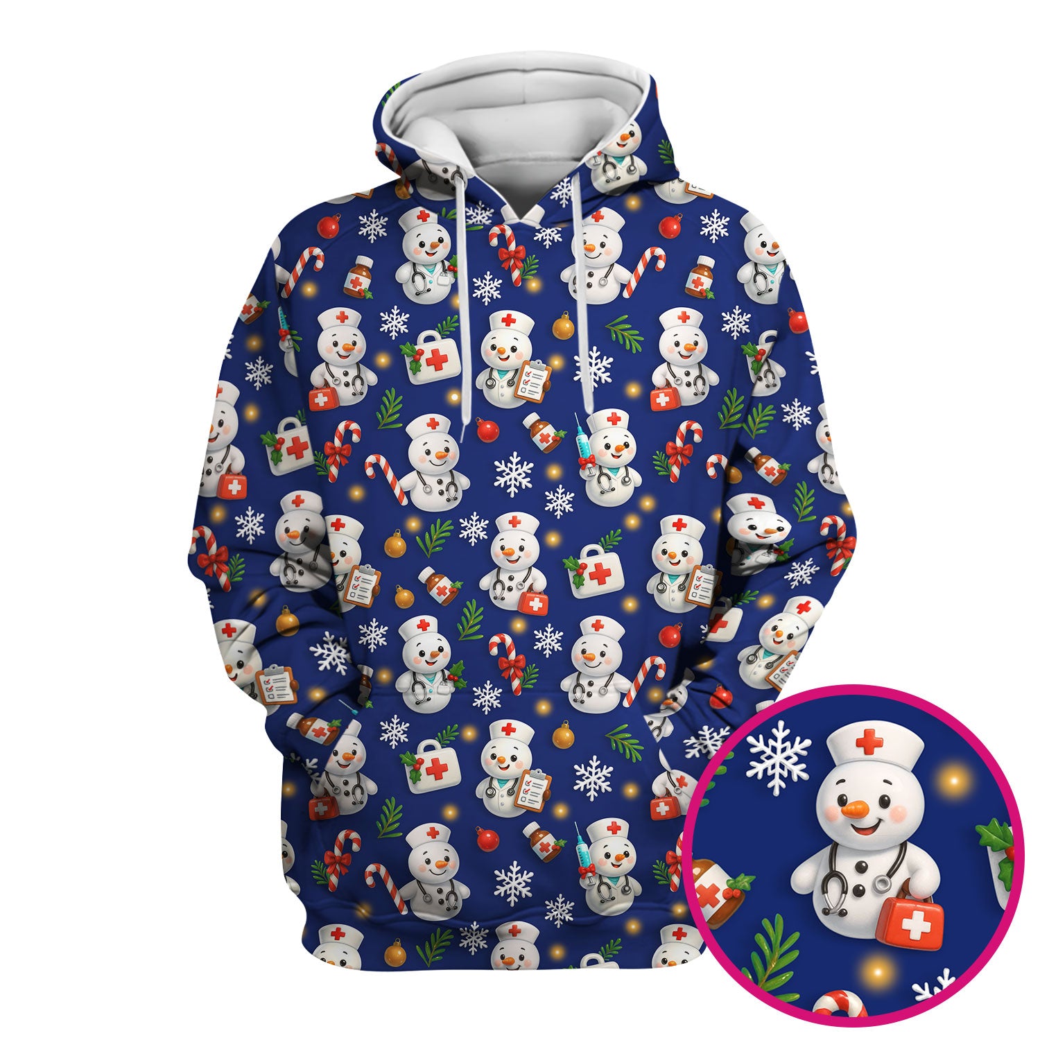 Holiday Nurse Scrub Top Christmas Design - Adorable Snowman Nursing Shirt - Cute Medical Gift for RN LPN CNA Doctors