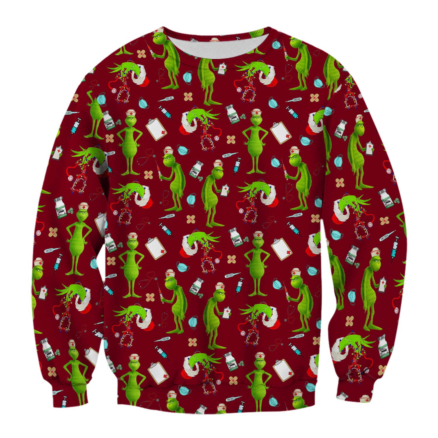 Custom Grinch Nurse Scrub Top - Funny Christmas Scrub Shirt Multi Color - Cute Holiday Nursing Workwear with Pockets