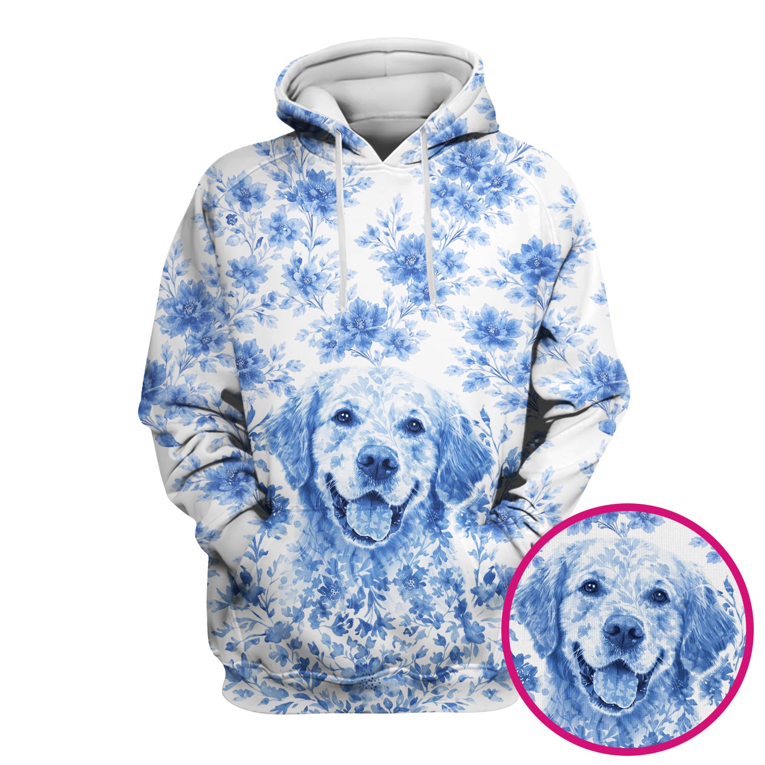 Personalized Pet Photo Floral Scrub Top, Breathable Fabrics Nursing Uniform