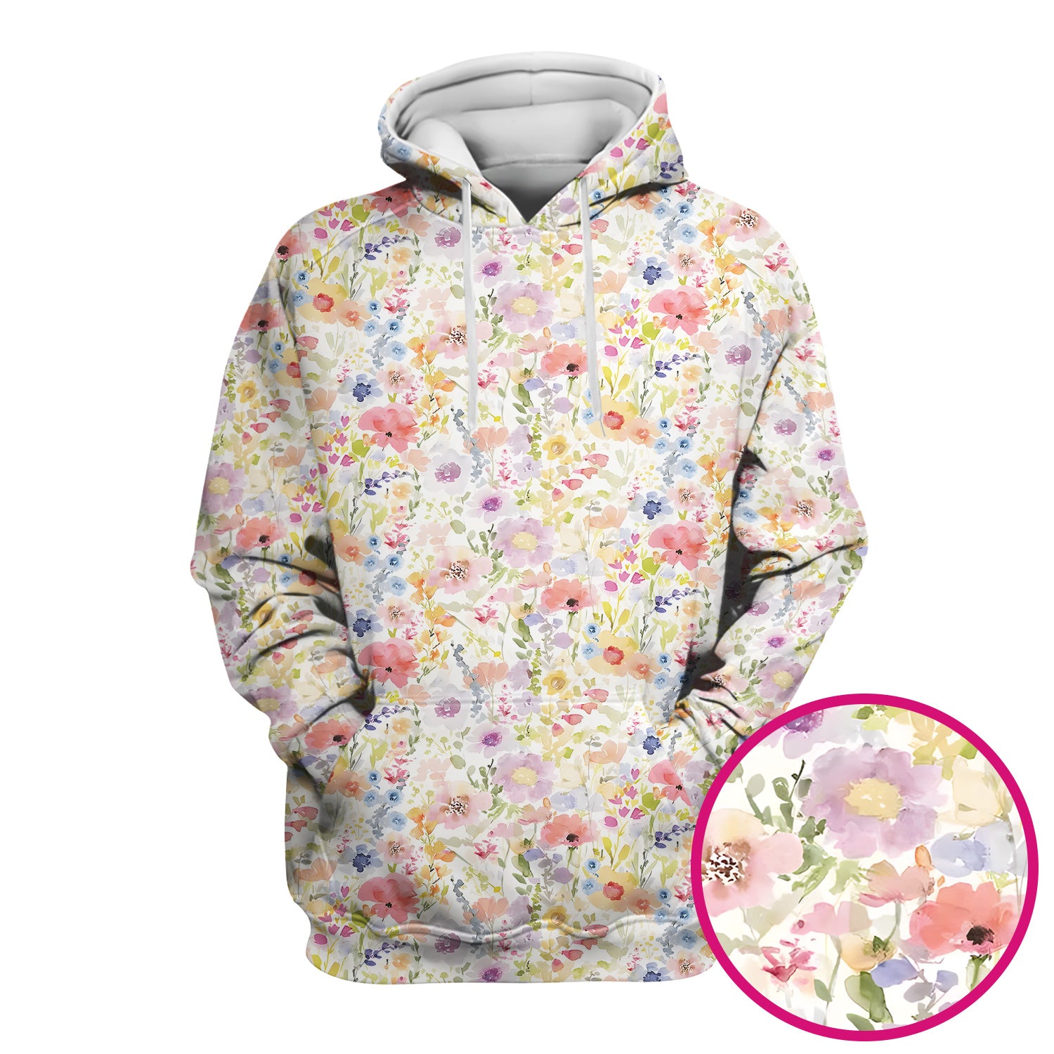 Pastel Watercolor Floral Nursing Scrub Shirt V-Neck Medical Work Top