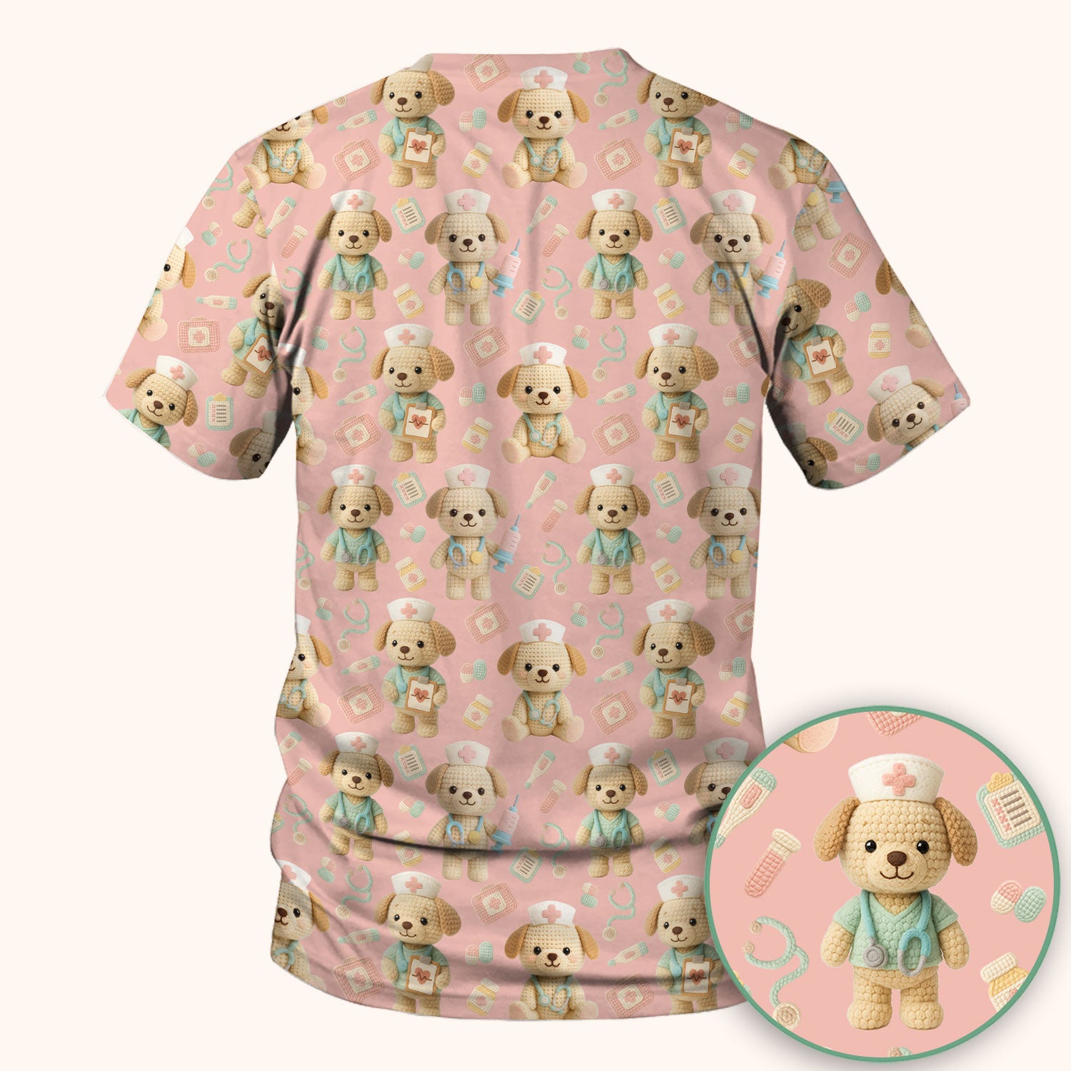 Cute Labrador Scrub Top for Nurse - Pastel Crochet Dog Medical Scrubs - Adorable Puppy Med Uniform Gift for Women
