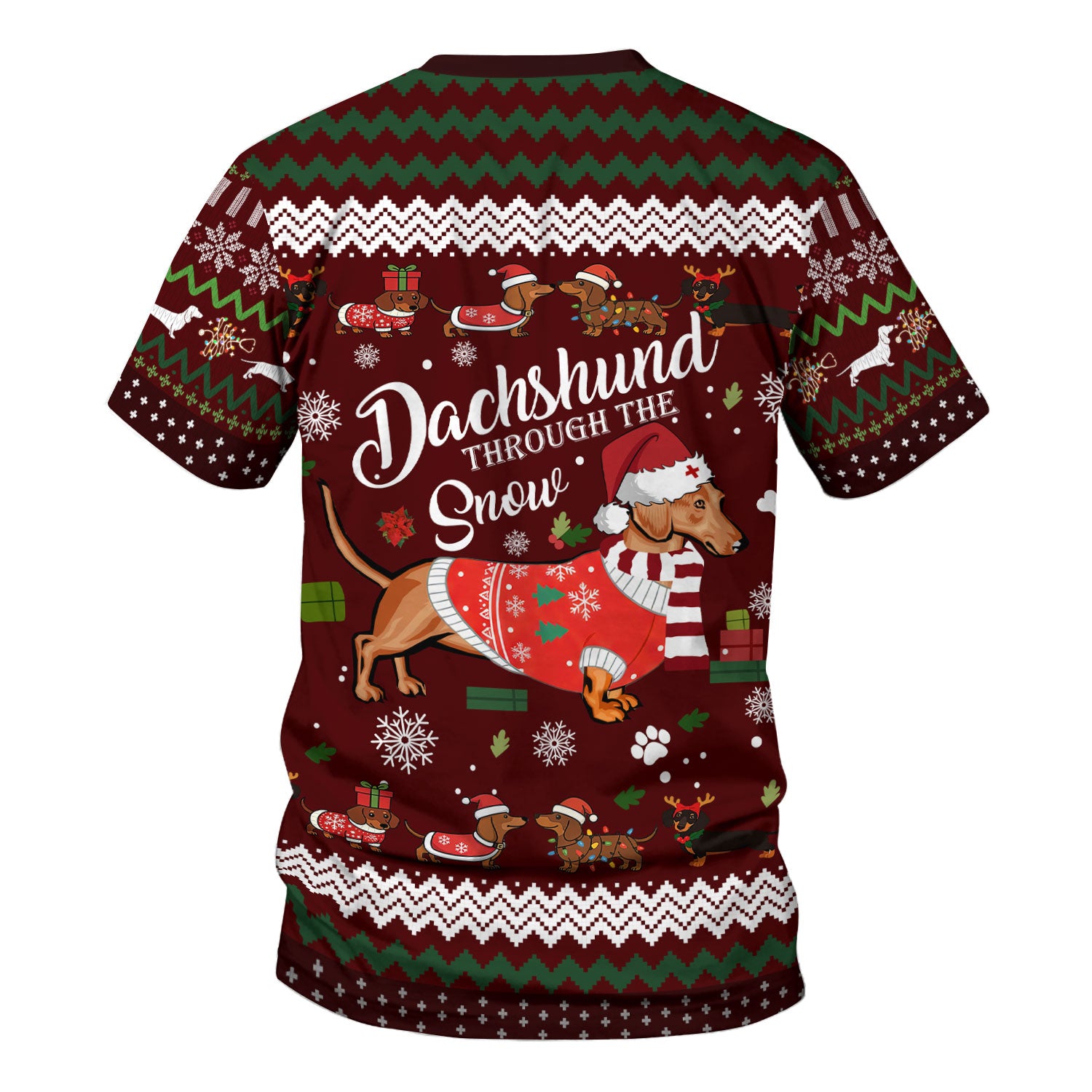 Dachshund Through the Snow - Funny Christmas Scrub Top - Wiener Dog Lover Gift - Holiday Medical Uniform