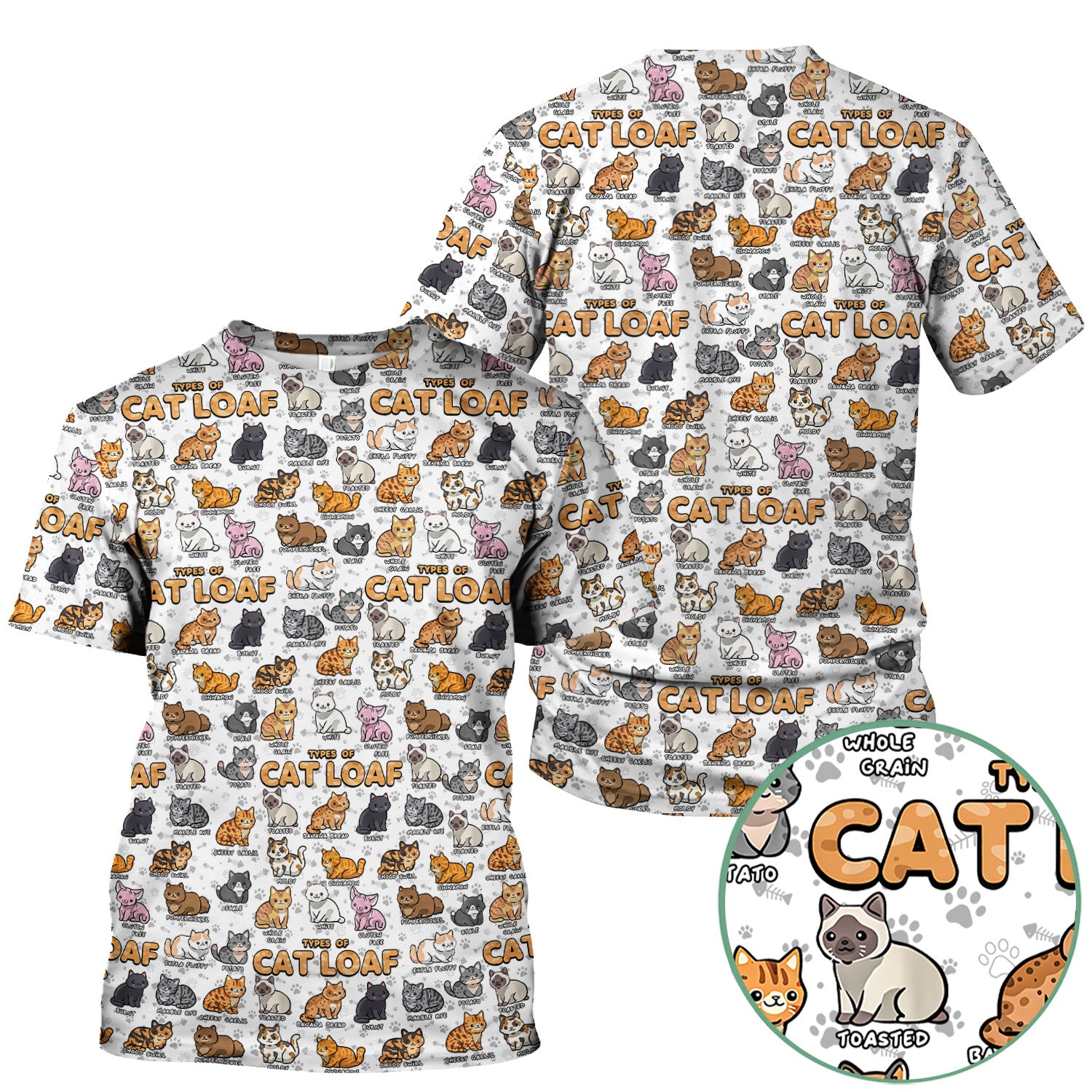 Cute Cat Scrub Top for Women - Funny Cat Loaf Print Nurse Shirt - Cat Lover Medical Uniform RN LPN CNA Gift
