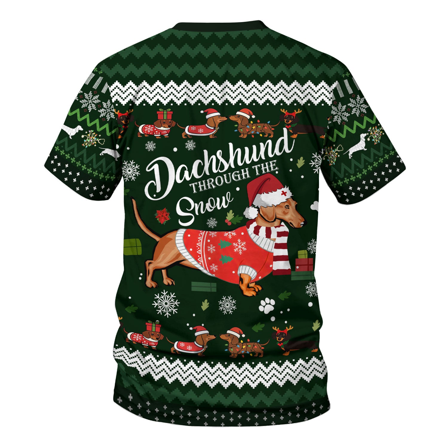 Dachshund Through the Snow - Funny Christmas Scrub Top - Wiener Dog Lover Gift - Holiday Medical Uniform