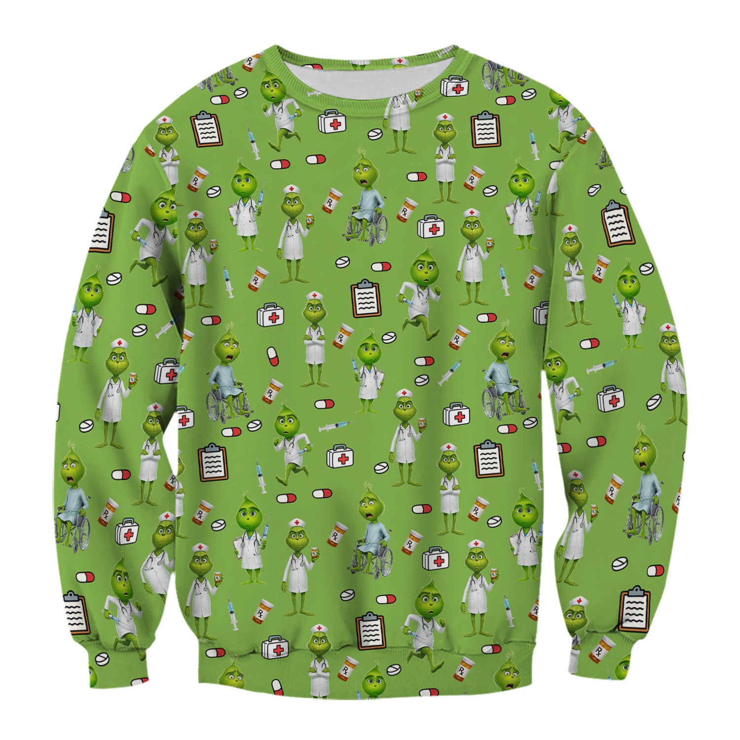 Funny Grinch Scrub Top - Christmas Medical Uniform for Women - Funny Holiday Nursing Gift for RN LPN CNA