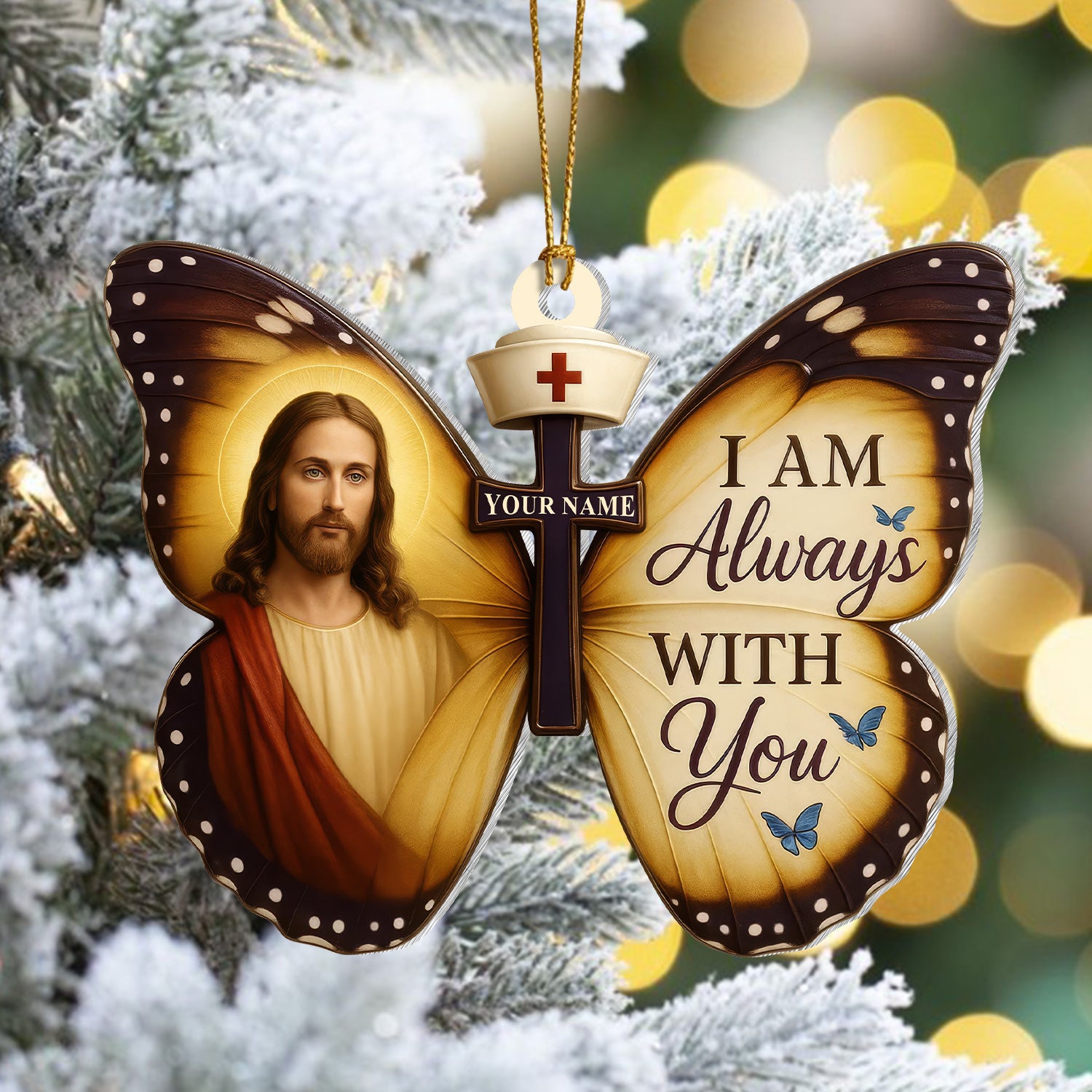 Christian Nurse Ornament, Jesus Butterfly Decoration, Nurse Christmas RN LPN CNA Gift