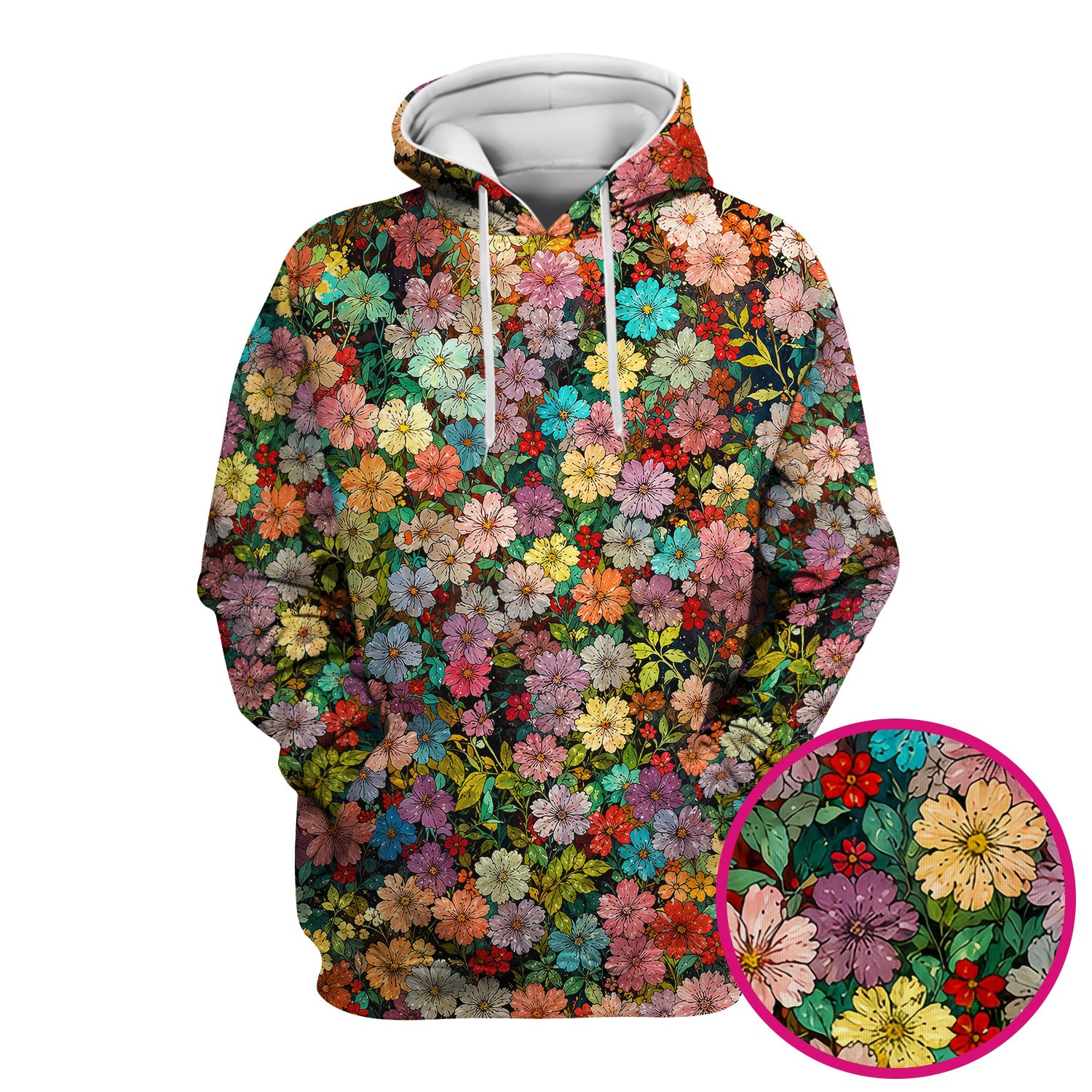 Colorful Wildflower Garden Bloom Pattern Scrub Top, Comfortable Scrubs for Nurses