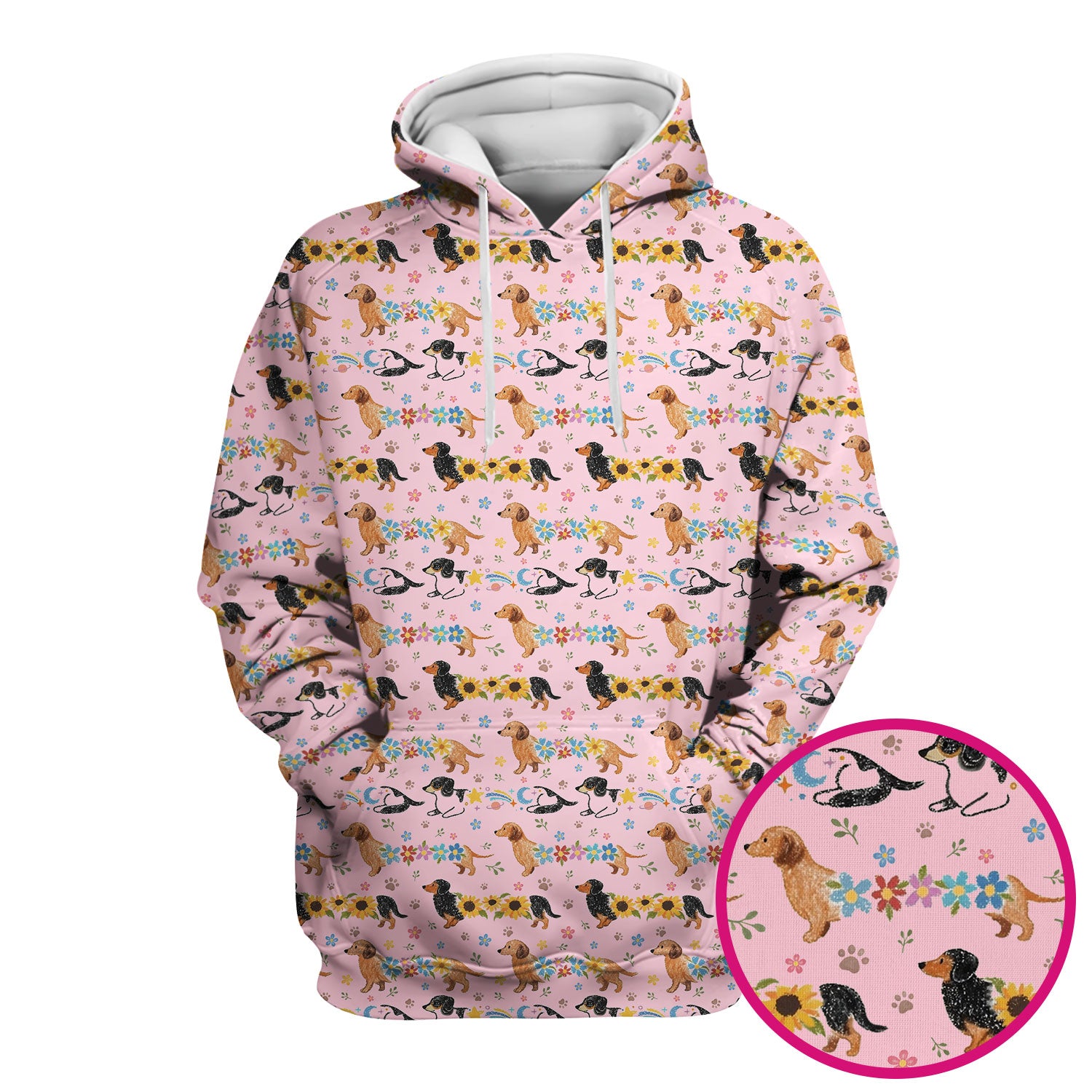 Floral Wiener Dog Pattern Scrub Top, Medical Scrubs for Nurses