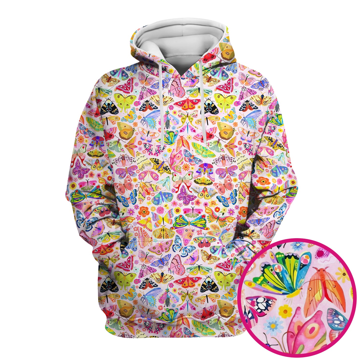 Cute Bright Butterfly Moth Floral Scrub Top, Comfortable Scrubs for Nurses