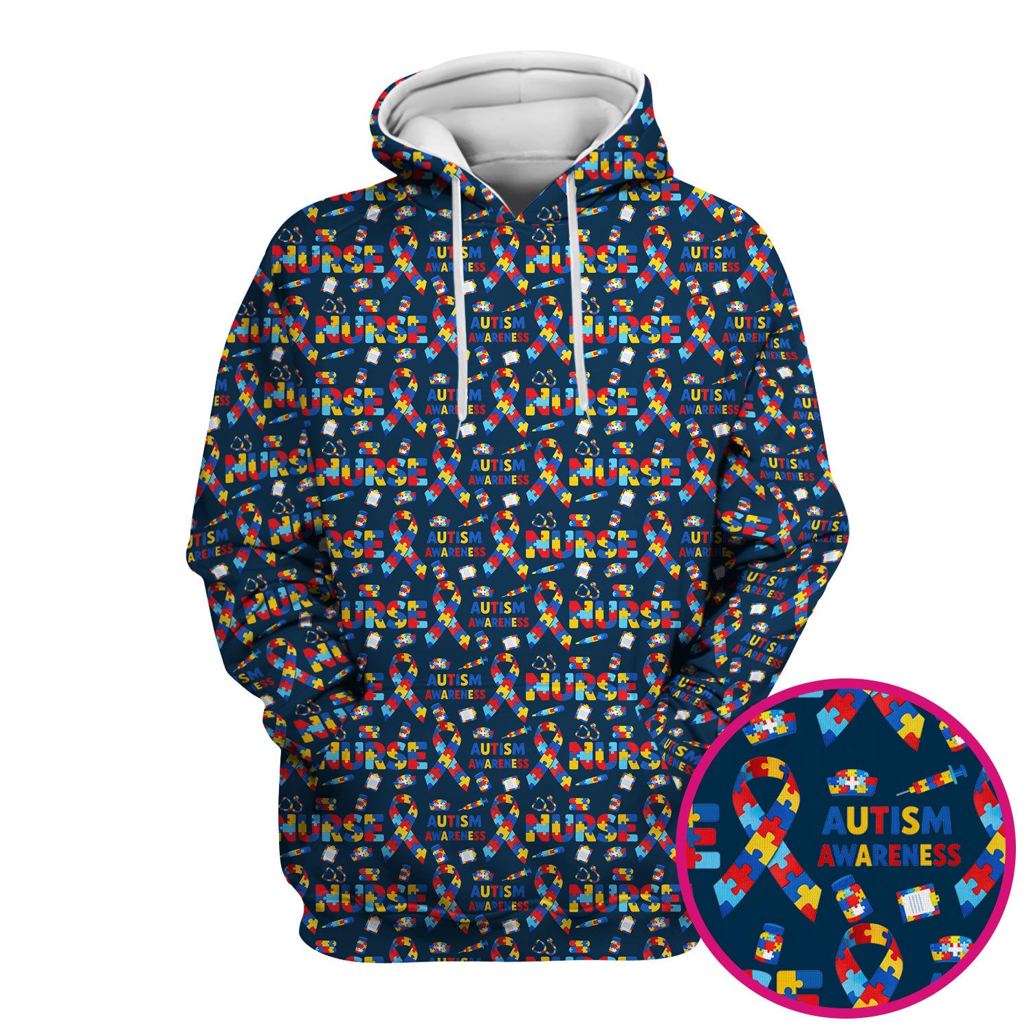 Autism Awareness Nurse Puzzle Ribbon Print Scrubs, Comfortable Scrubs for Nurses