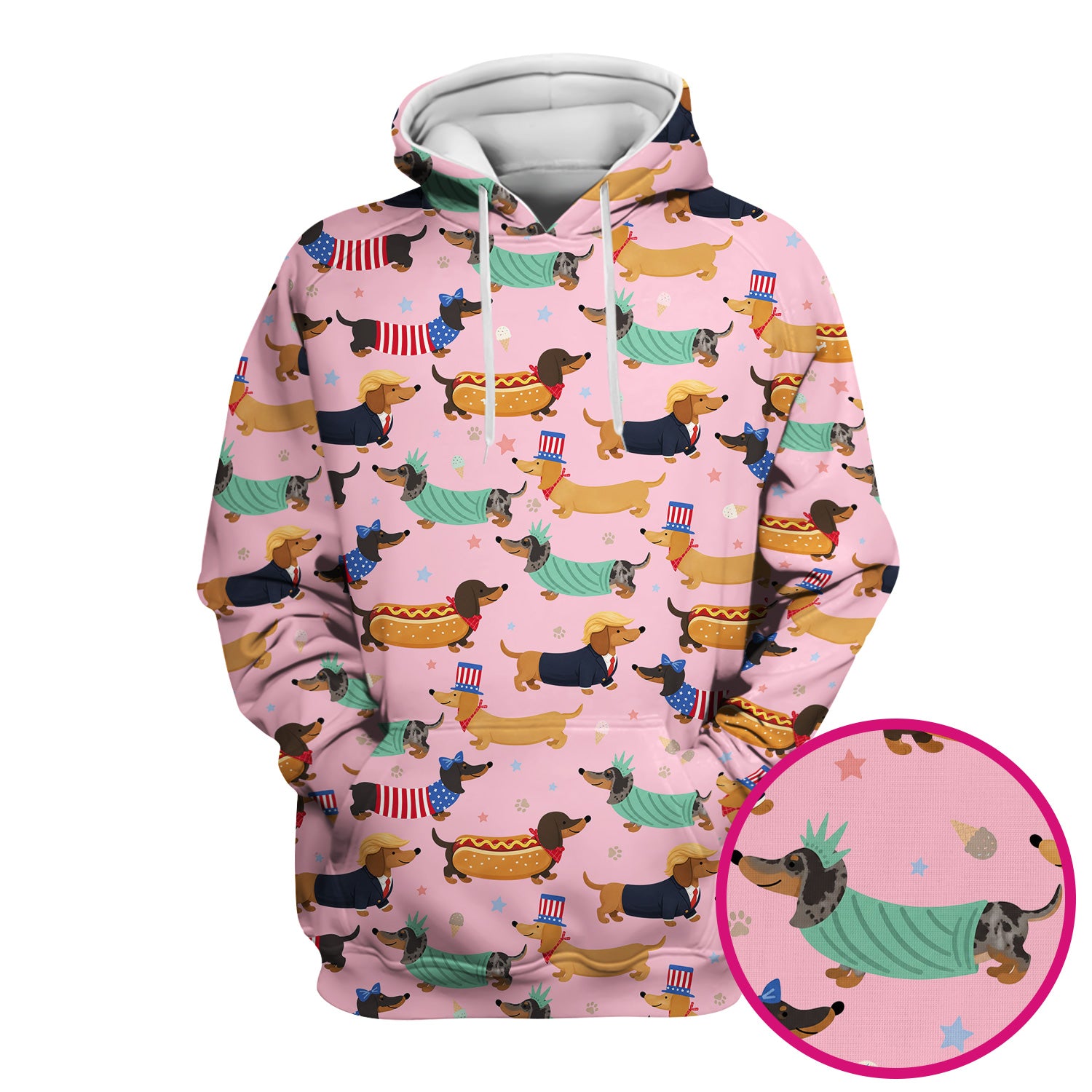 Funny Patriotic Dachshund Costume Dogs Pattern Scrub Top, Breathable Fabrics Nursing Uniform