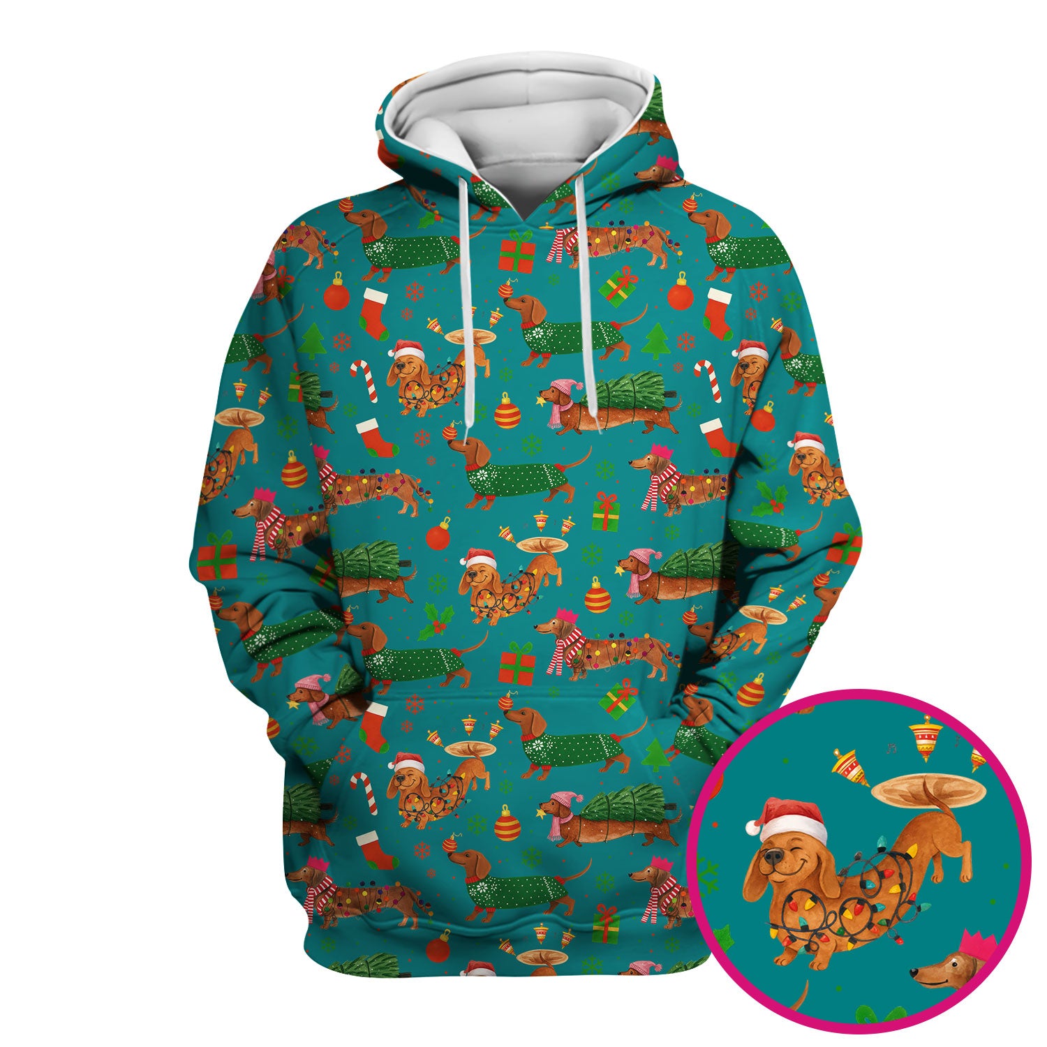 Christmas Dachshund Scrub Top - Funny Dog Scrub Shirt Multi Color - Holiday Medical Scrubs Gift for Nurse, CNA, RN, Doctor, Vet
