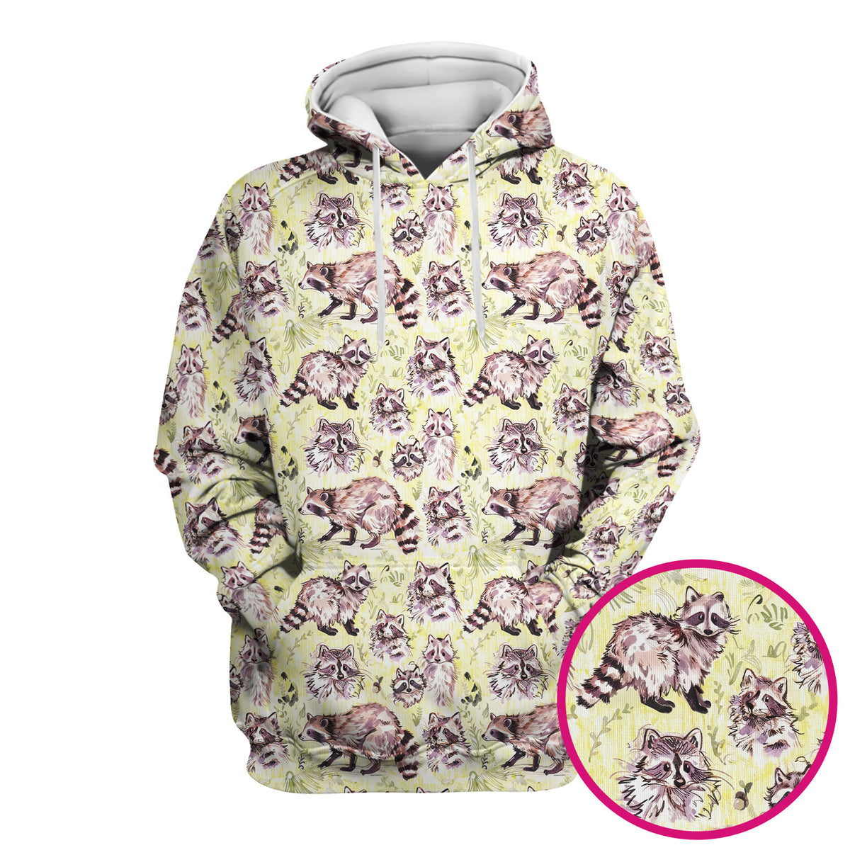 Cute Woodland Raccoon Forest Animal Pattern Scrub Top, Comfortable Scrubs for Nurses
