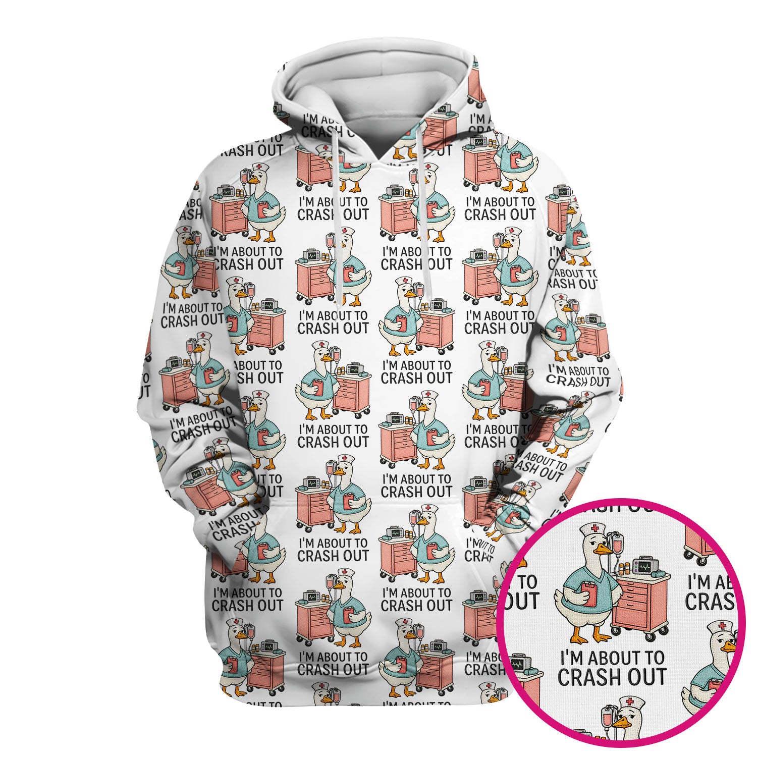 Funny Nurse Goose Crash Out Pattern Scrub Top, Comfortable Scrubs for Nurses