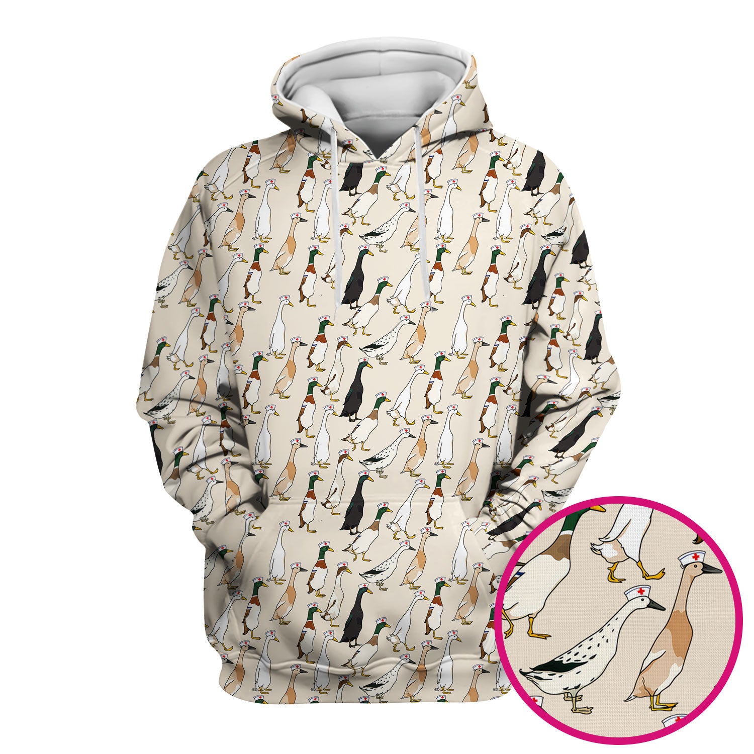 Funny Nurse Duck Pattern Scrub Top, Comfortable Scrubs for Nurses