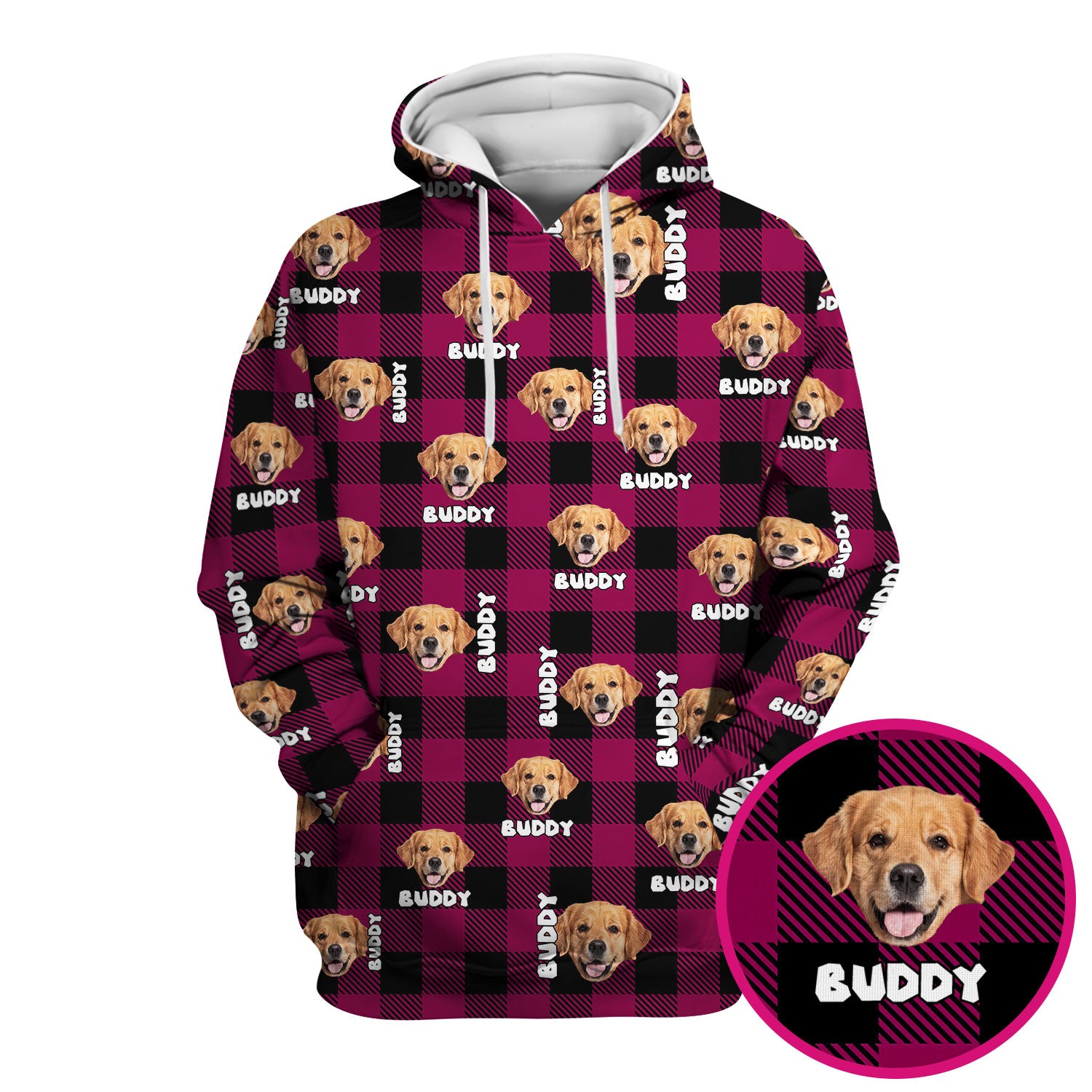 Custom Dog Face Scrub Top, Personalized Pet Photo Checkered Pattern Shirt, Custom Name Vet Tech Gift For Nursing