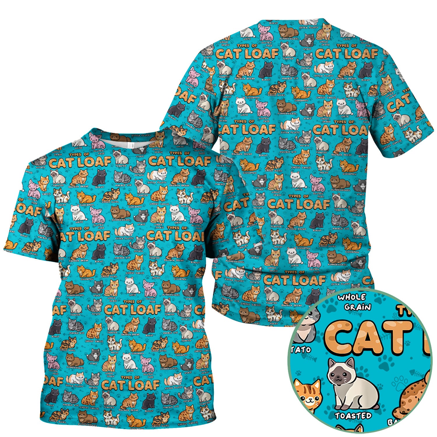 Cute Cat Scrub Top for Women - Funny Cat Loaf Print Nurse Shirt - Cat Lover Medical Uniform RN LPN CNA Gift