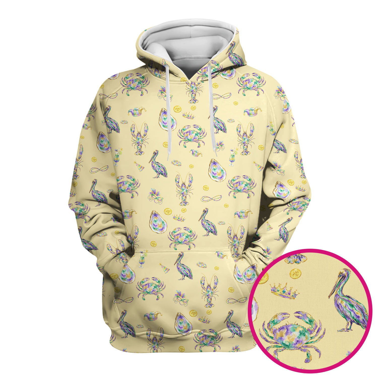 Mardi Gras Seafood Nurse Scrub Top, Comfortable Uniform Scrubs For Nursing