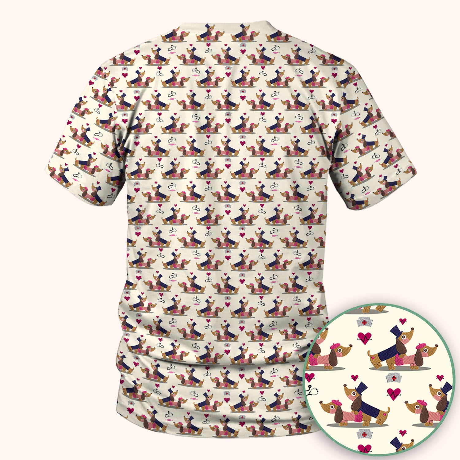 Funny Dachshund Couple Valentine Scrub Top - Nursing Gift for Women