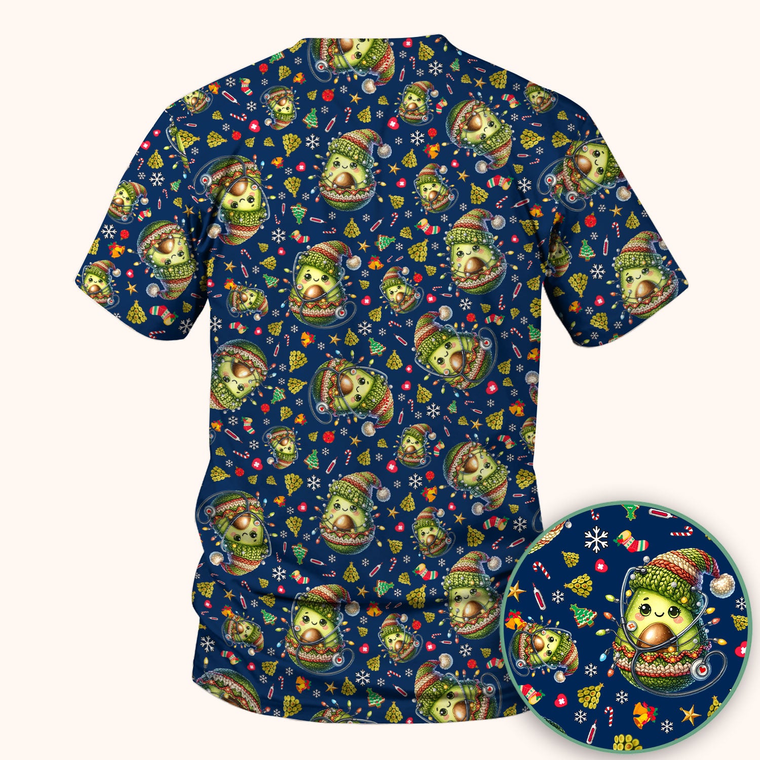 Avocado Scrub Top for Nurse - Funny Christmas Nursing Shirt - Cute Holiday Medical Uniform for Women RN LPN CNA