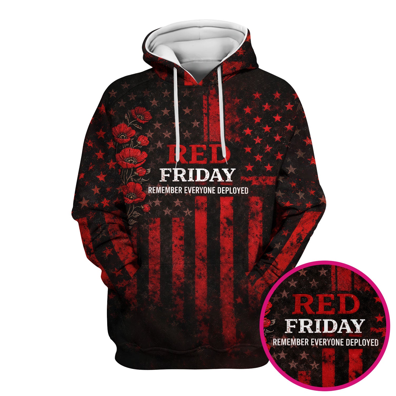 Red Friday Nurse American Flag Poppy Scrub Top, Comfortable Scrubs For Nurses