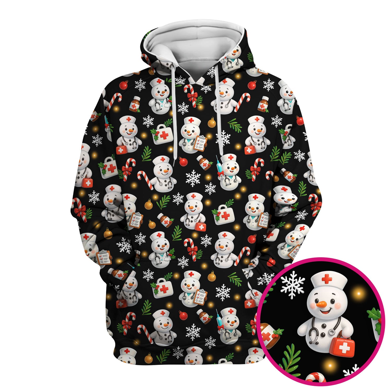 Holiday Nurse Scrub Top Christmas Design - Adorable Snowman Nursing Shirt - Cute Medical Gift for RN LPN CNA Doctors
