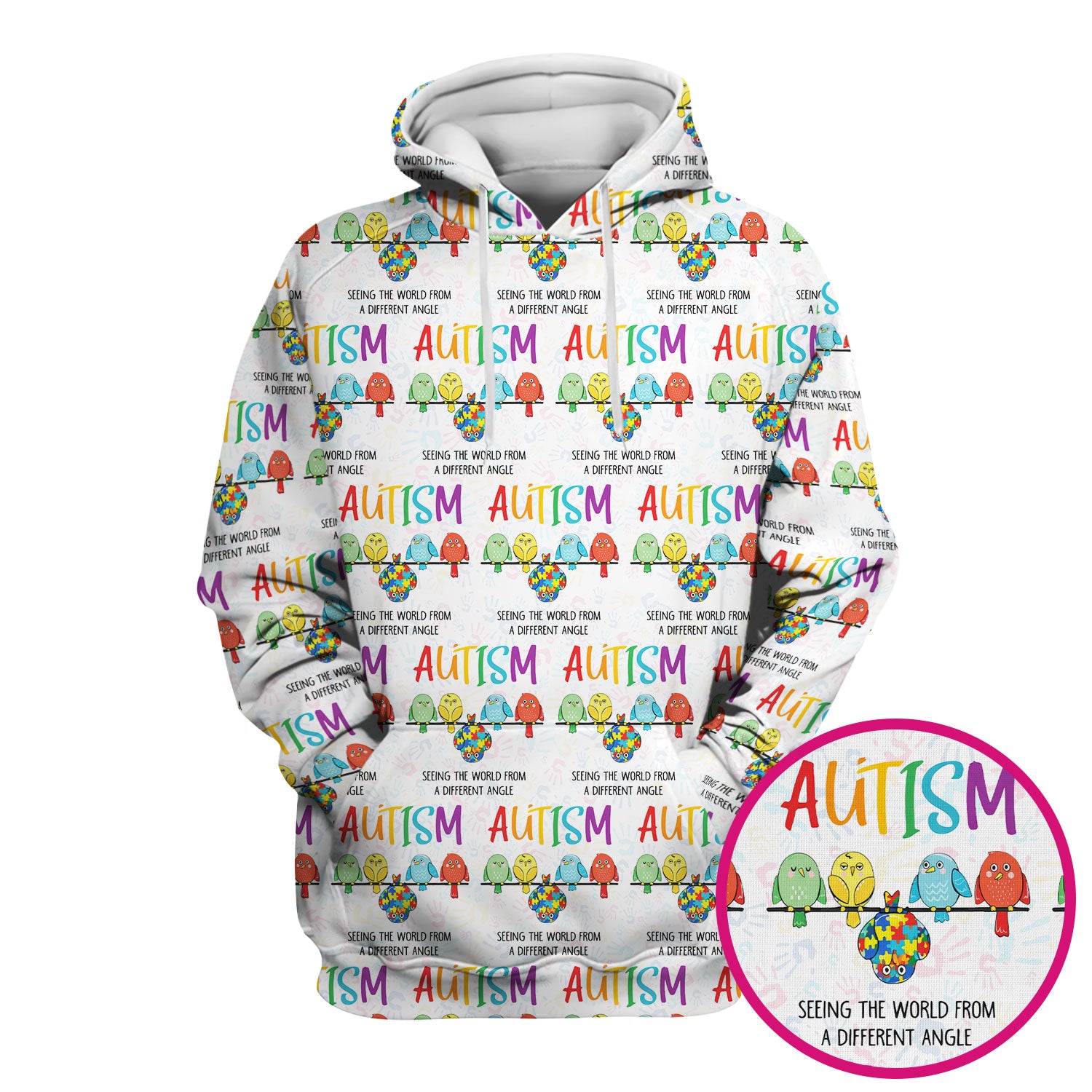 Autism Seeing The World From A Different Angle Birds Scrub Top ,Comfortable Scrubs for Nurses