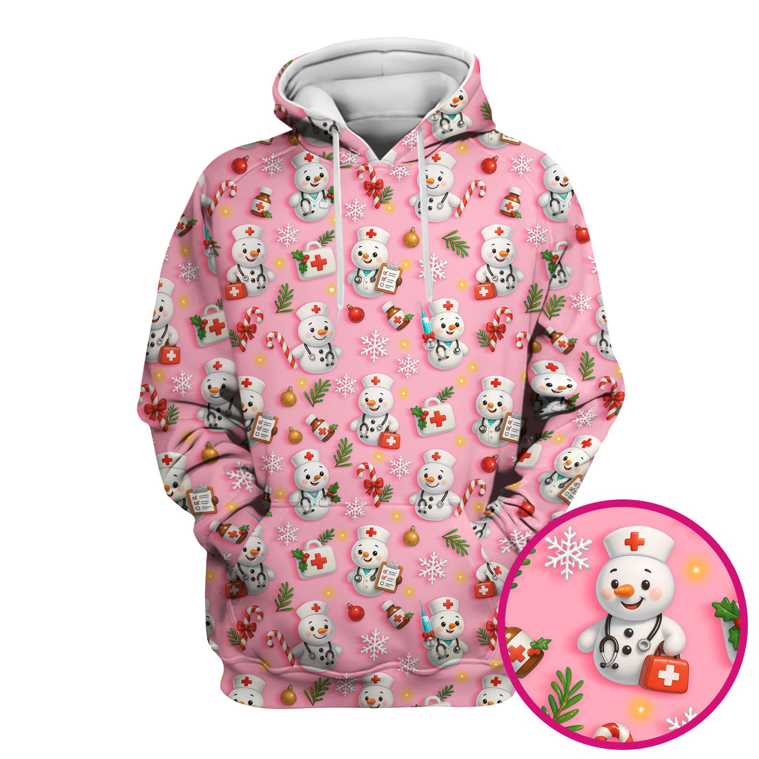 Christmas Nurse Scrub Top for Women - Cute Snowman Medical Uniform - Funny Holiday Nursing Shirt Gift for RN LPN CNA