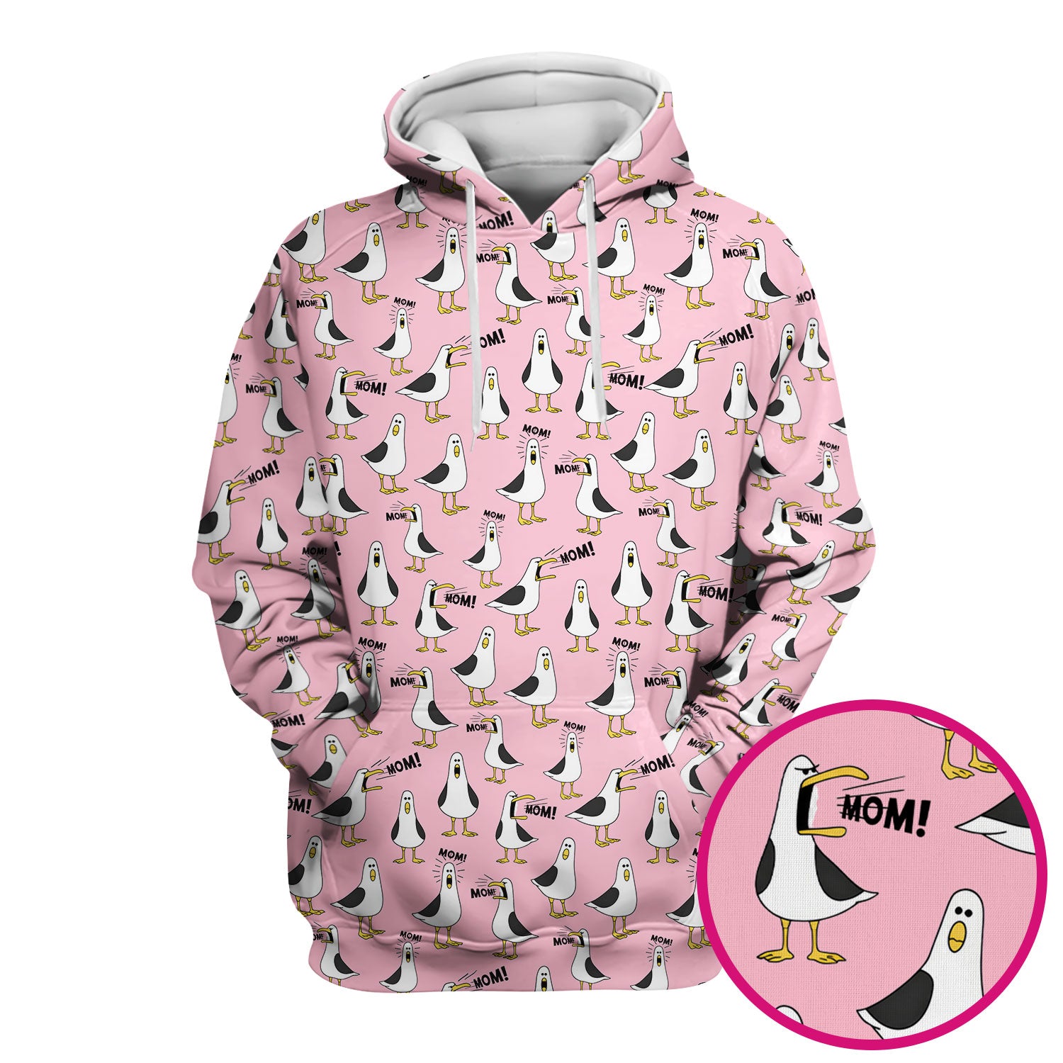 Funny Seagull Mom Seamless Pattern Scrub Top, Comfortable Scrubs for Nurses