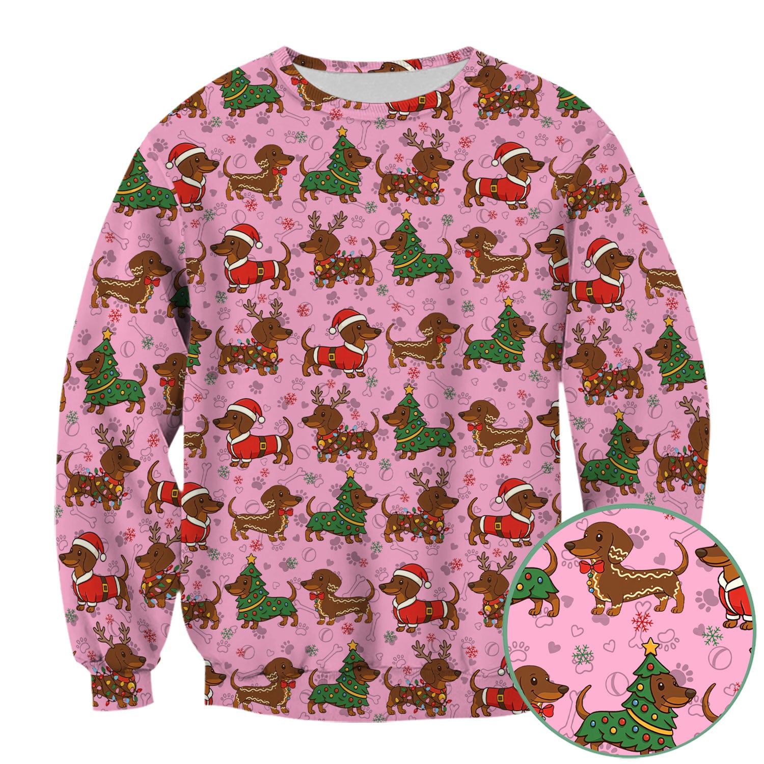 Holiday Dachshund Christmas Scrub Top - Funny Wiener Sausage Dog Nurse Shirt - Adorable Dog Lover Gift for RN CNA LPN