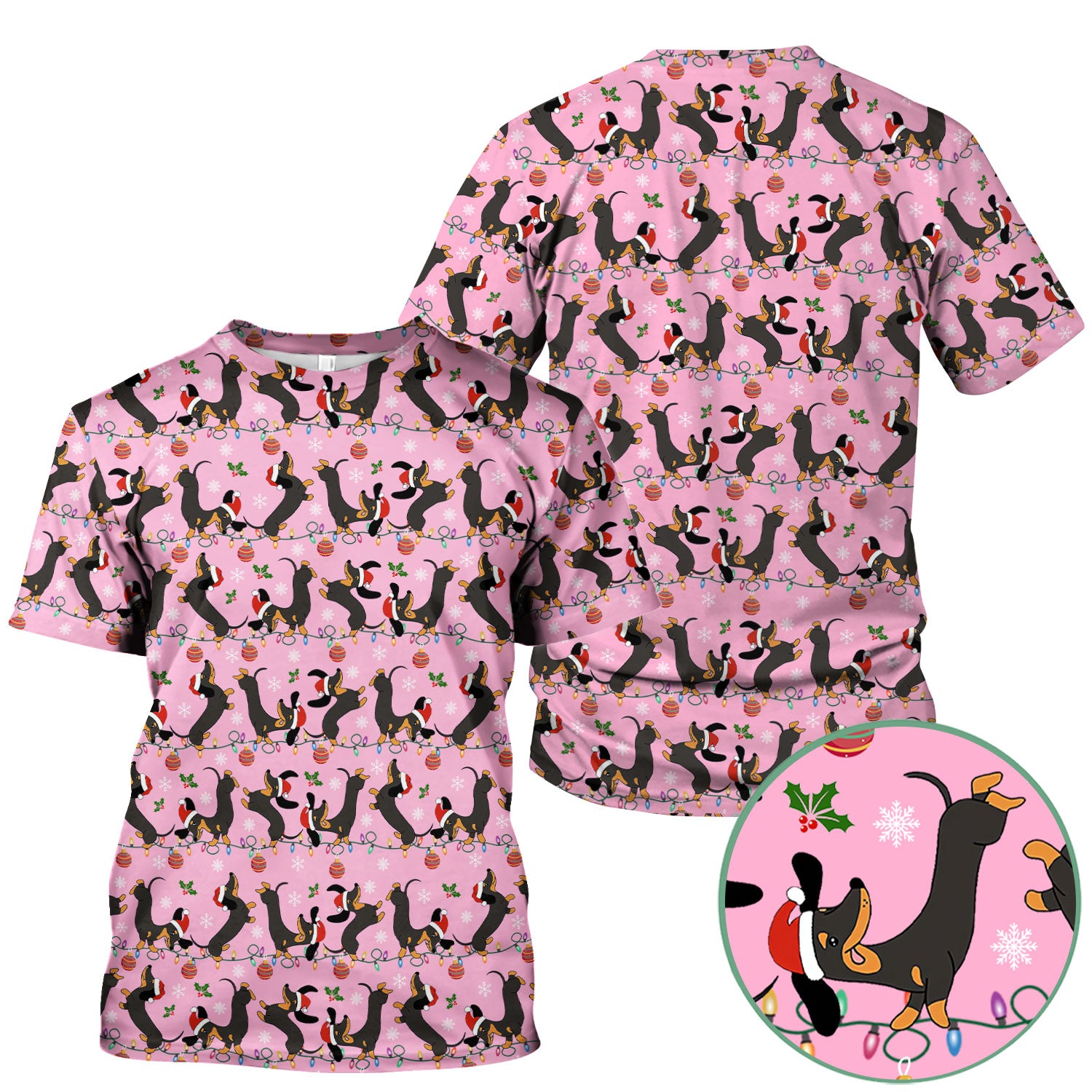 Christmas Dachshund Scrub Top - Cute Wiener Dog Holiday Nurse Shirt for Women - Festive Medical Uniform for RN CNA LPN
