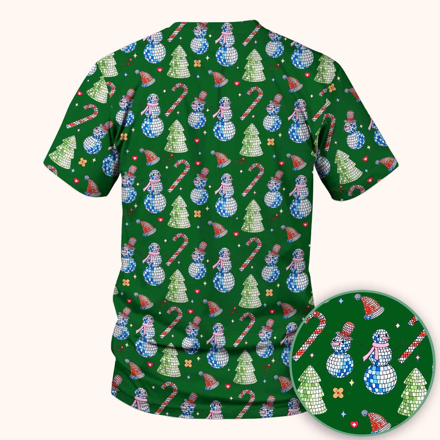 Funny Christmas Snowman Scrub Top for Women - Breathable Fabrics Med Uniform - Comfortable Scrubs for Nurses - Xmas Gift for Her