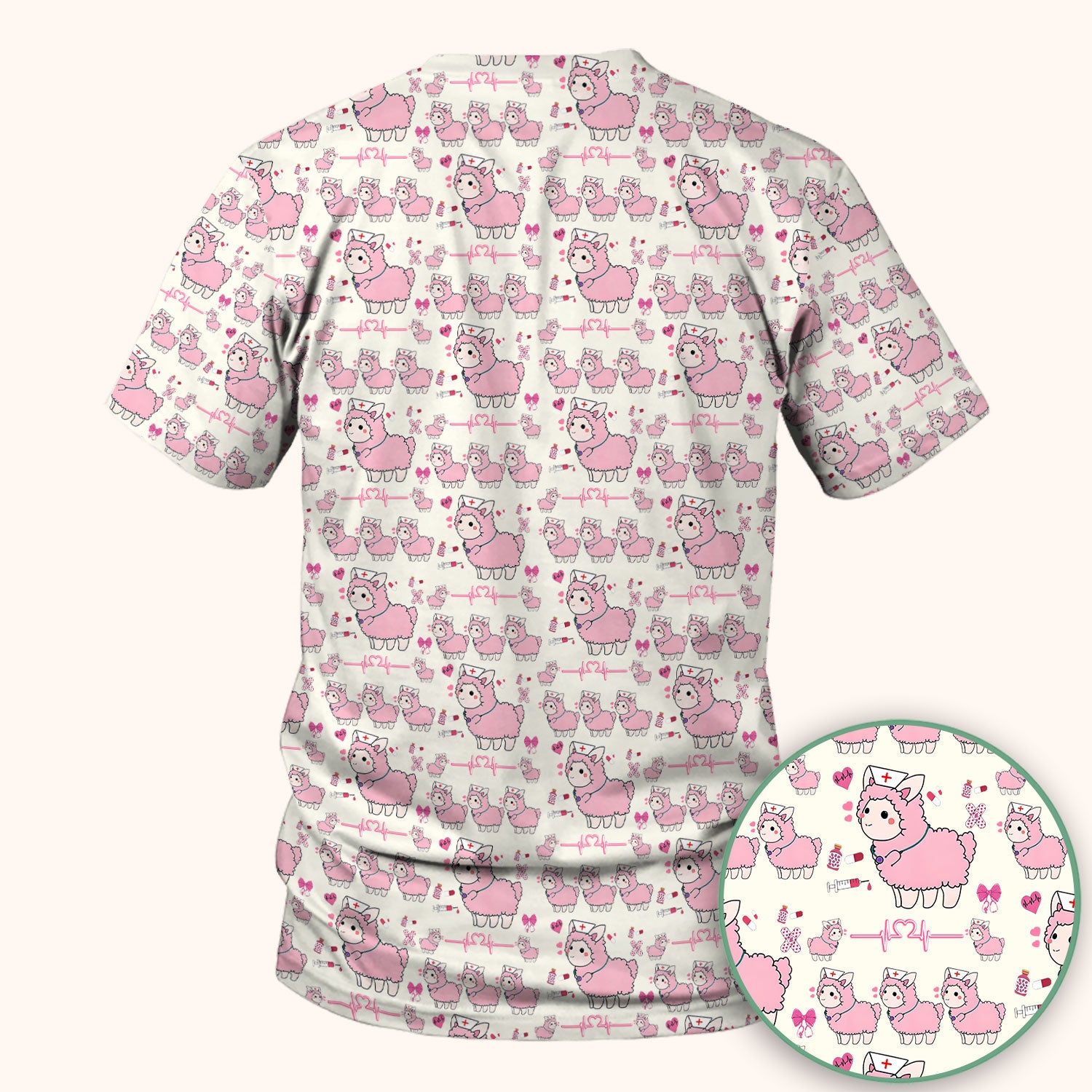 Llama Ain't Got Time For Your Drama Scrub Top, Funny Pattern Scrub Shirt, Breathable Fabrics Nursing Uniform