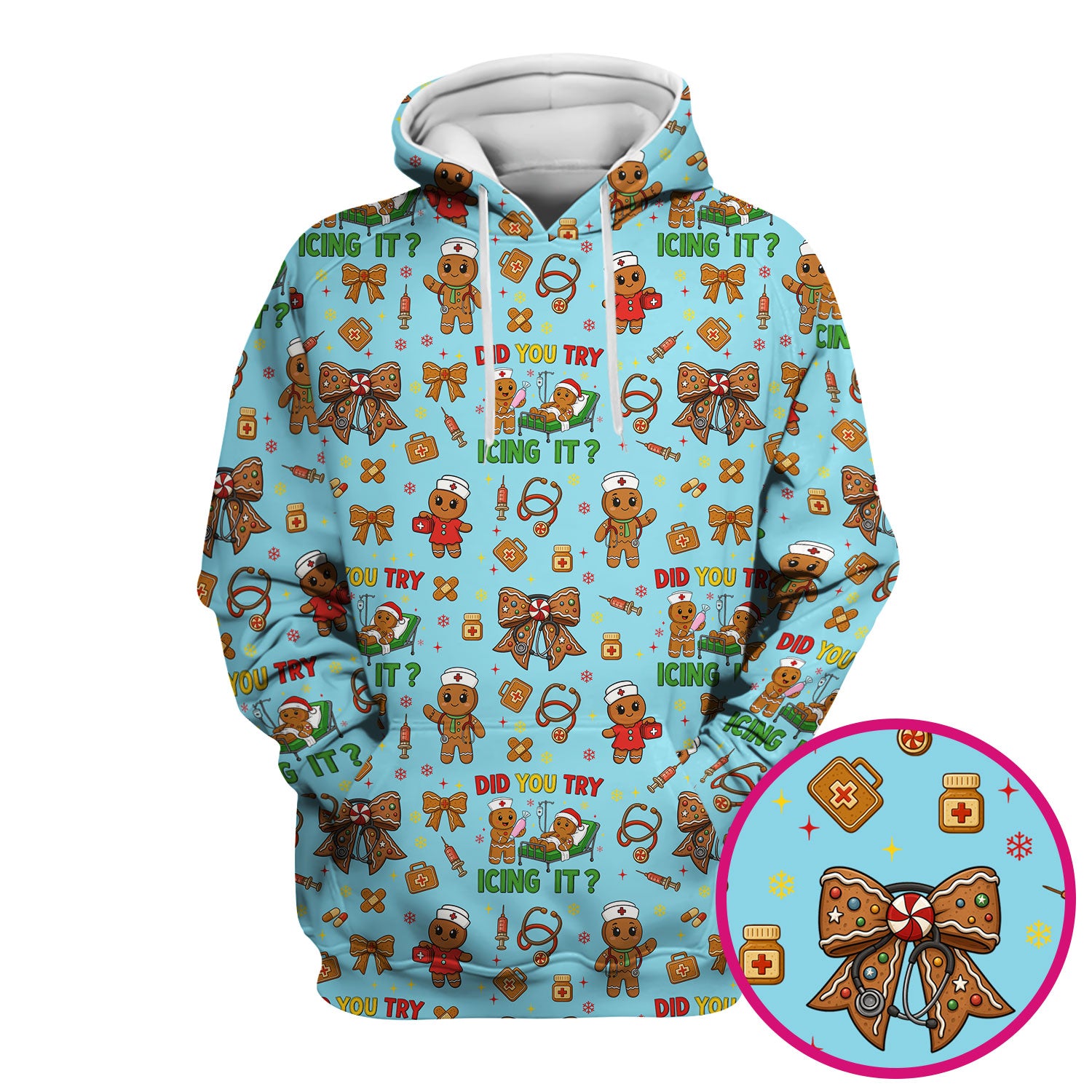Funny Nurse Christmas Shirt - Gingerbread Icing It Scrub Top - Cute Holiday Gift Idea for RN LPN CNA Women