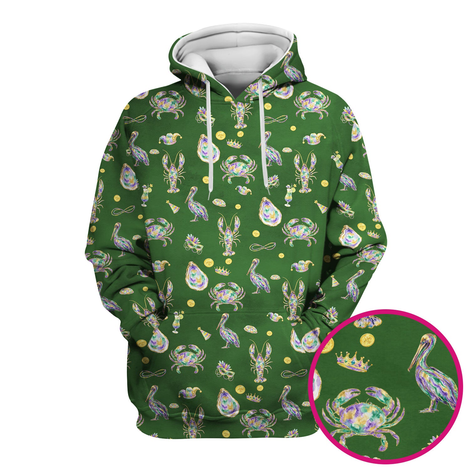 Mardi Gras Seafood Nurse Scrub Top, Comfortable Uniform Scrubs For Nursing