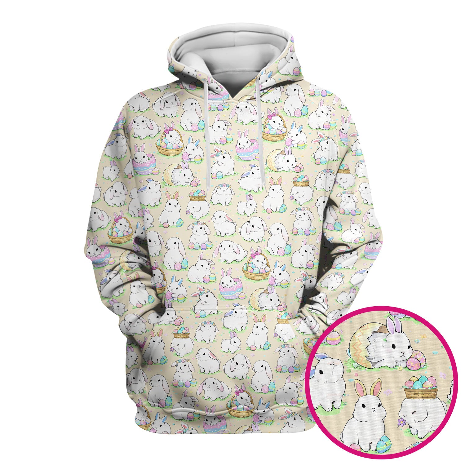Cute Easter Bunny Egg Pattern Scrub Top, Comfortable Scrubs for Nurses