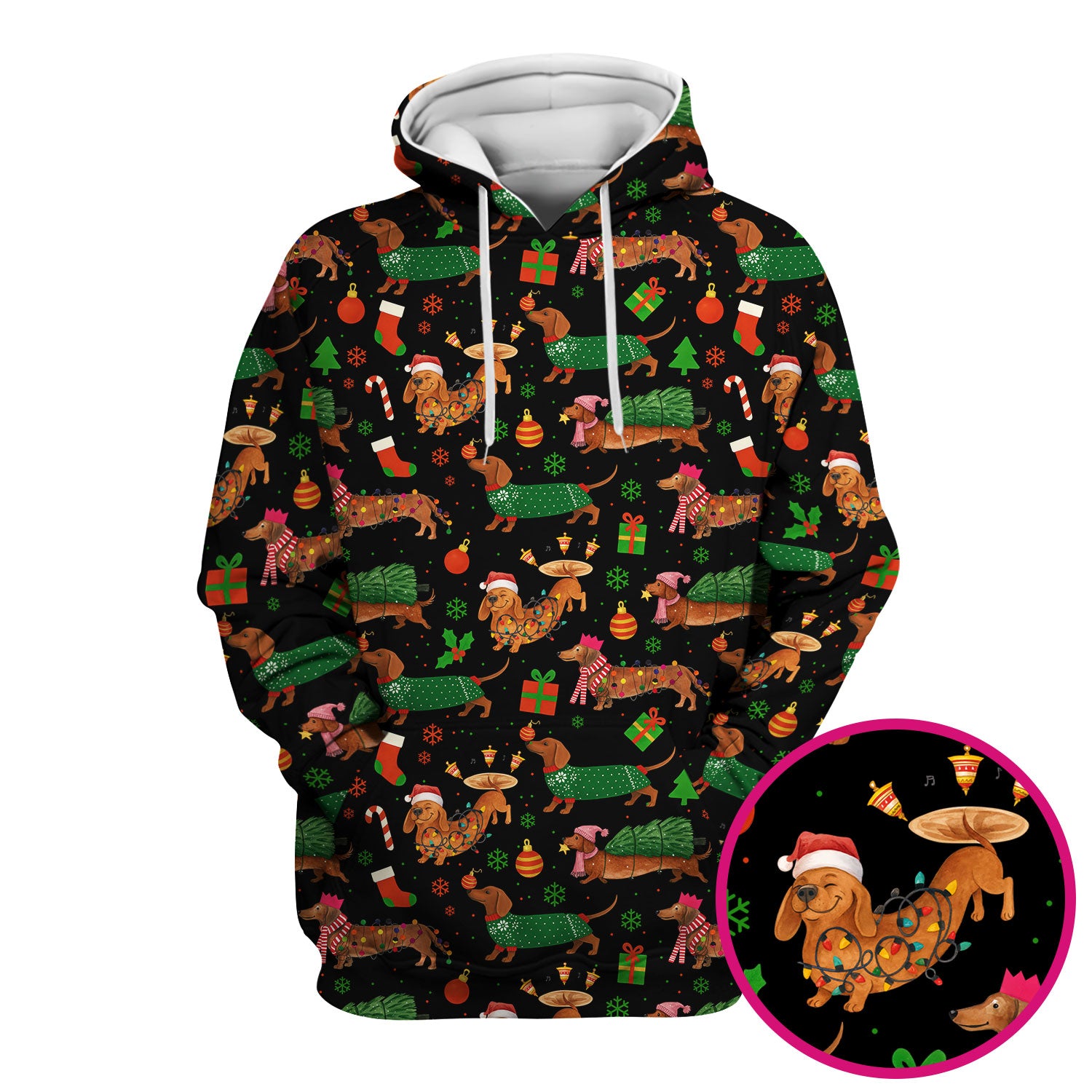 Christmas Dachshund Scrub Top - Funny Dog Scrub Shirt Multi Color - Holiday Medical Scrubs Gift for Nurse, CNA, RN, Doctor, Vet