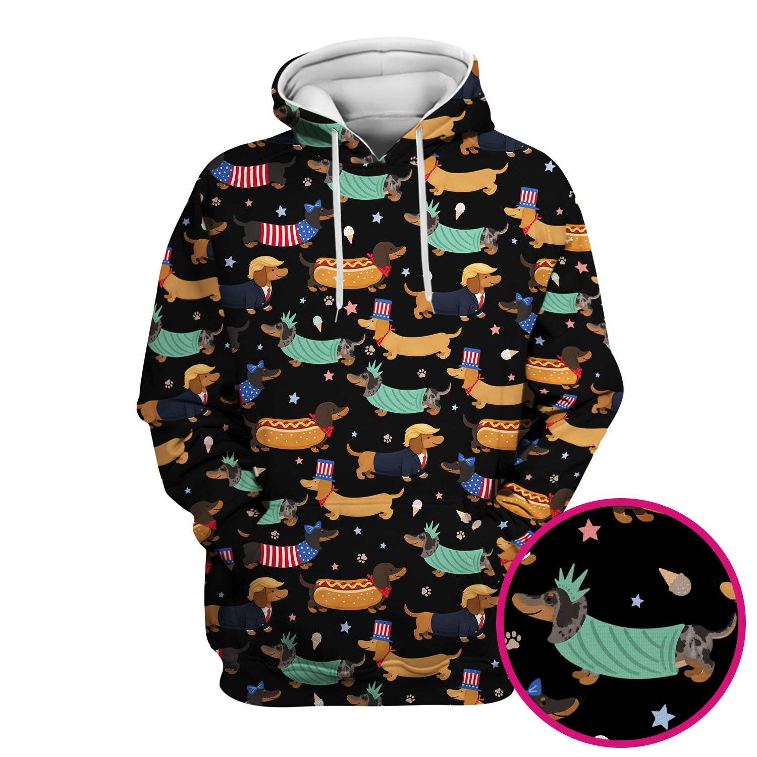 Funny Patriotic Dachshund Costume Dogs Pattern Scrub Top, Breathable Fabrics Nursing Uniform