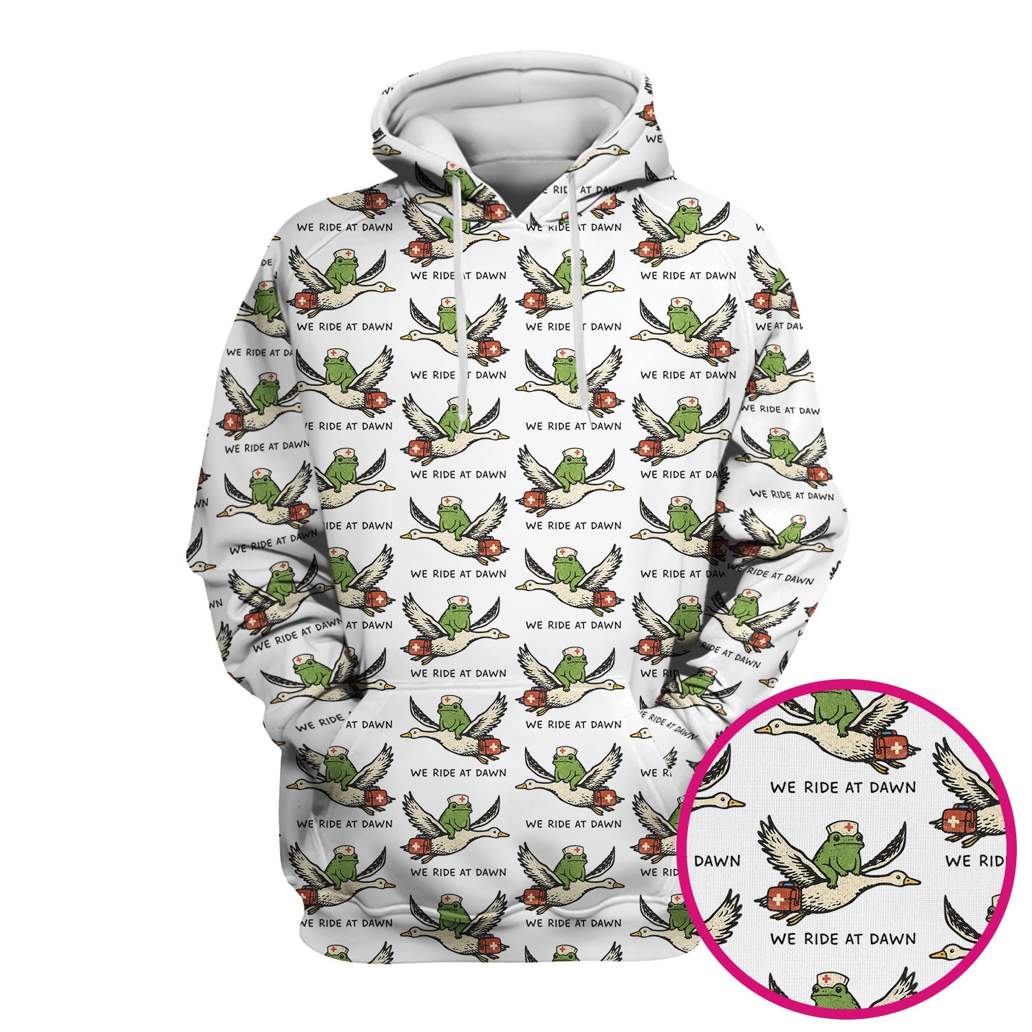 Funny Frog Riding Goose Nurse Pattern Scrub Top, Comfortable Scrubs for Nurses