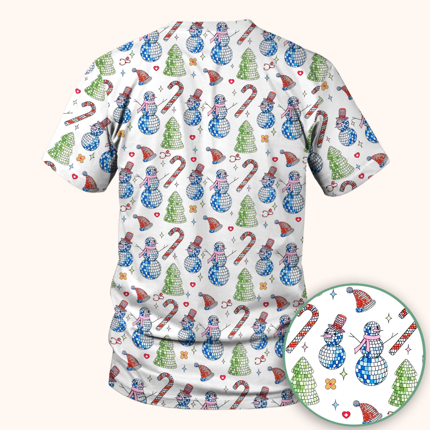 Funny Snowman Scrub Top for Women - Breathable Fabrics Med Uniform - Comfortable Scrubs for Nurses - Christmas Gift for LPN CNA RN