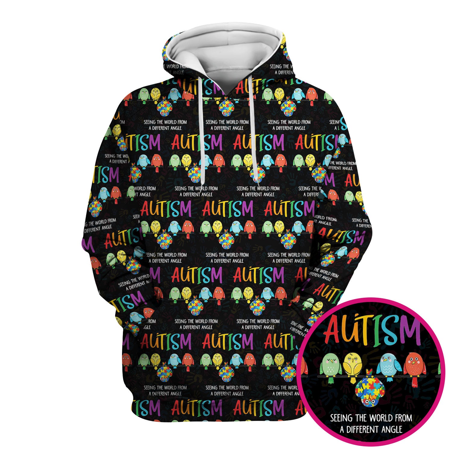 Autism Seeing The World From A Different Angle Birds Scrub Top ,Comfortable Scrubs for Nurses