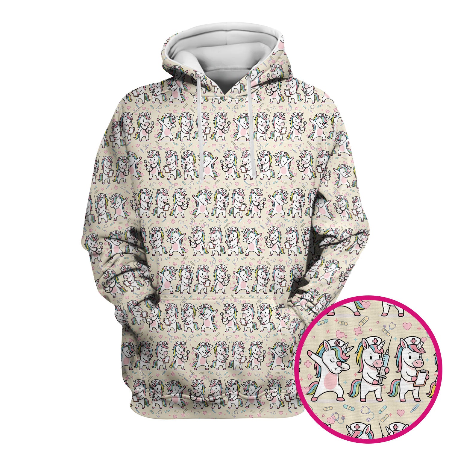 Cute Unicorn Nurse Scrub Top, Playful Medical Cartoon Nursing Shirt, Breathable Fabrics Nurse Uniform