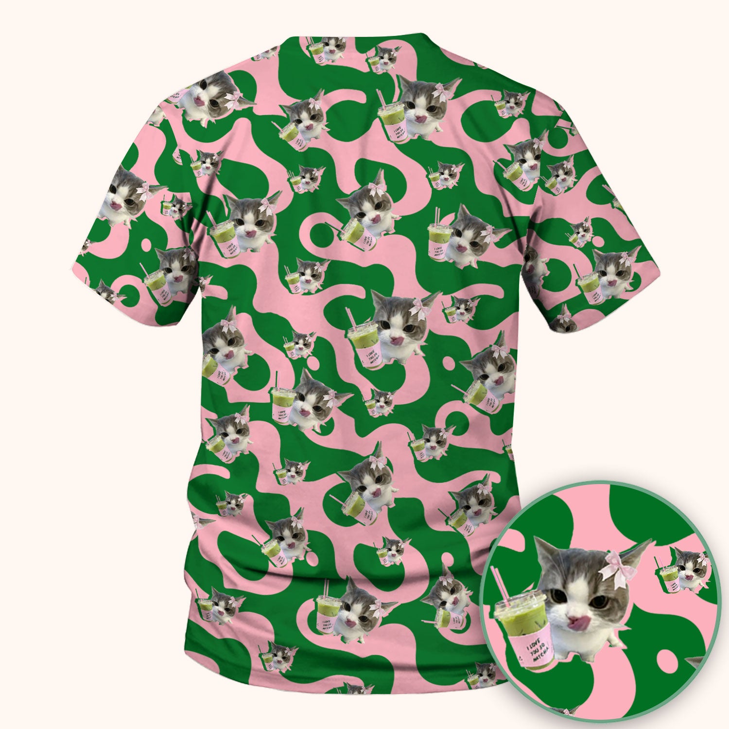 Cute Cat Matcha Nurse Scrub Top, Funny Cat I Love Matcha Medical Shirt,  Breathable Fabrics Nursing Uniform