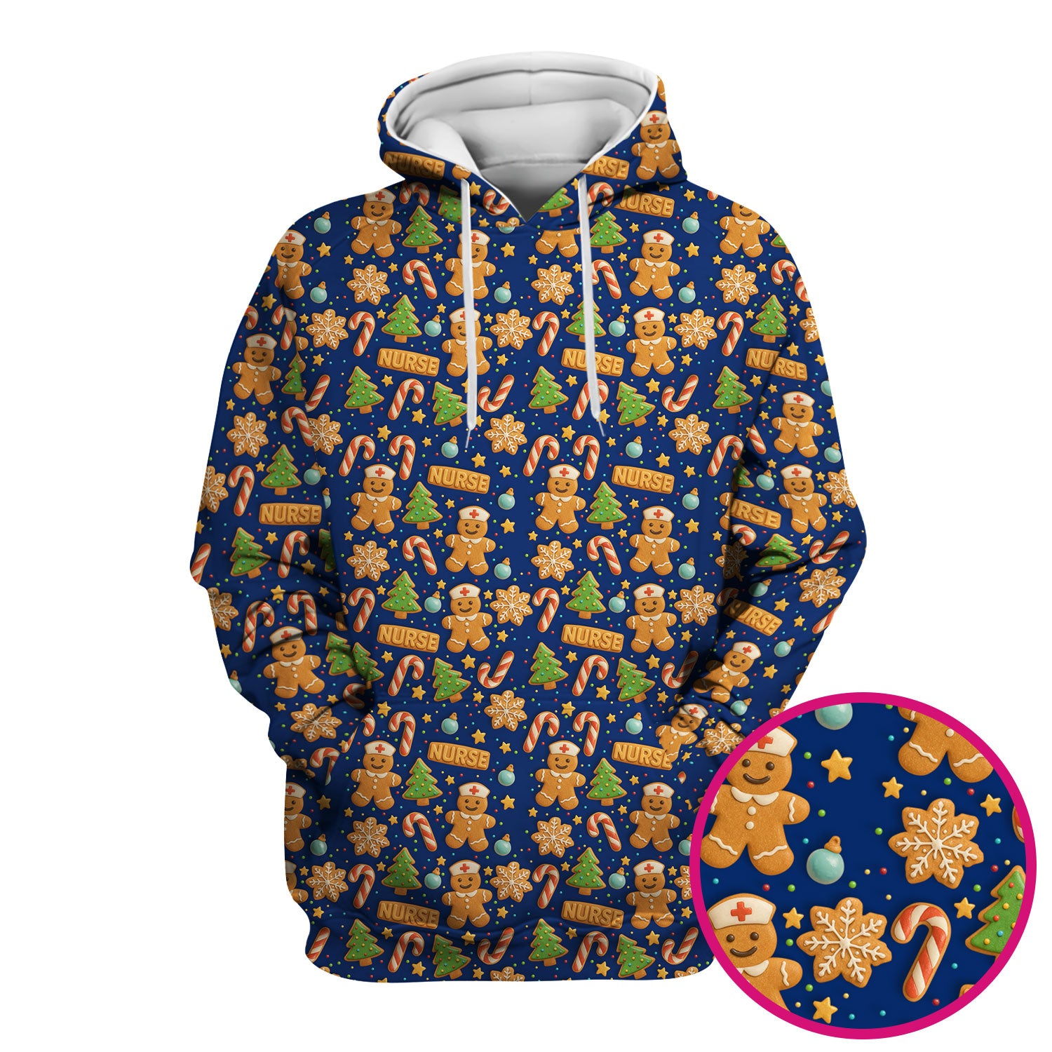 Gingerbread Scrubs Christmas Edition - Cute Cookie Pattern Medical Scrub Top for Women - Holiday Christmas Scrubs with Fun Festive Print