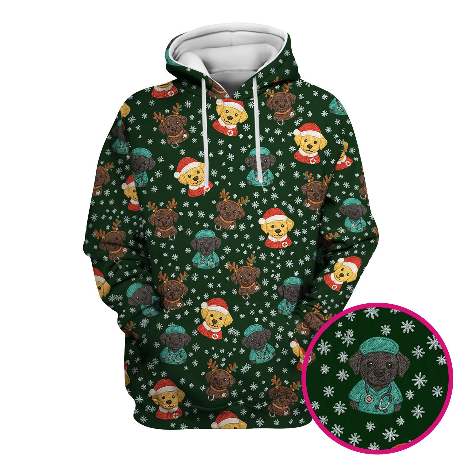 Christmas Dog Pattern Scrub Top, Cute Puppy Nurse Scrub Shirt, Holiday Nursing Uniform